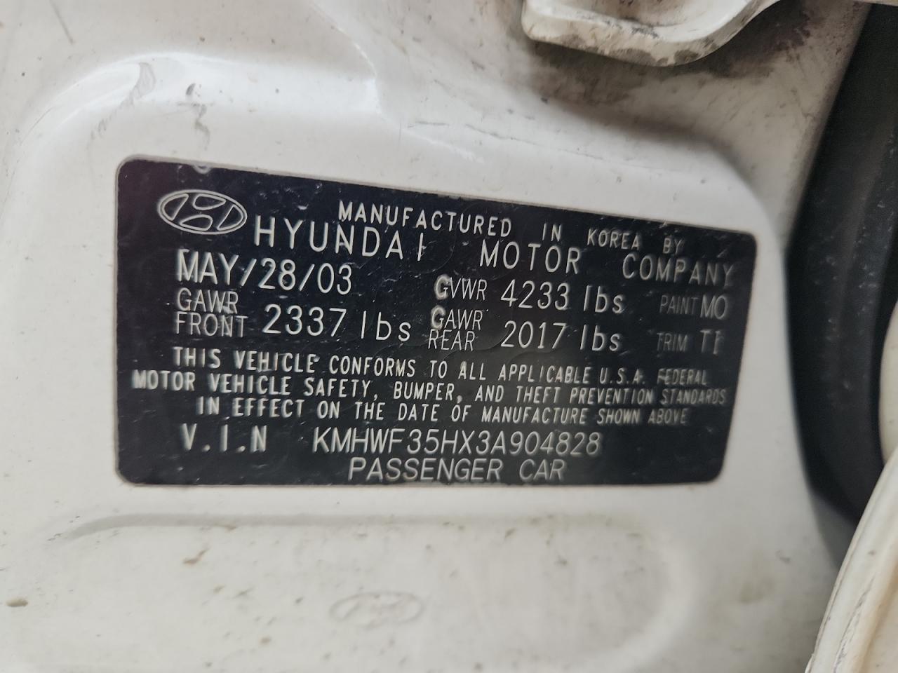 2003 Hyundai Sonata Gls White vin: KMHWF35HX3A904828