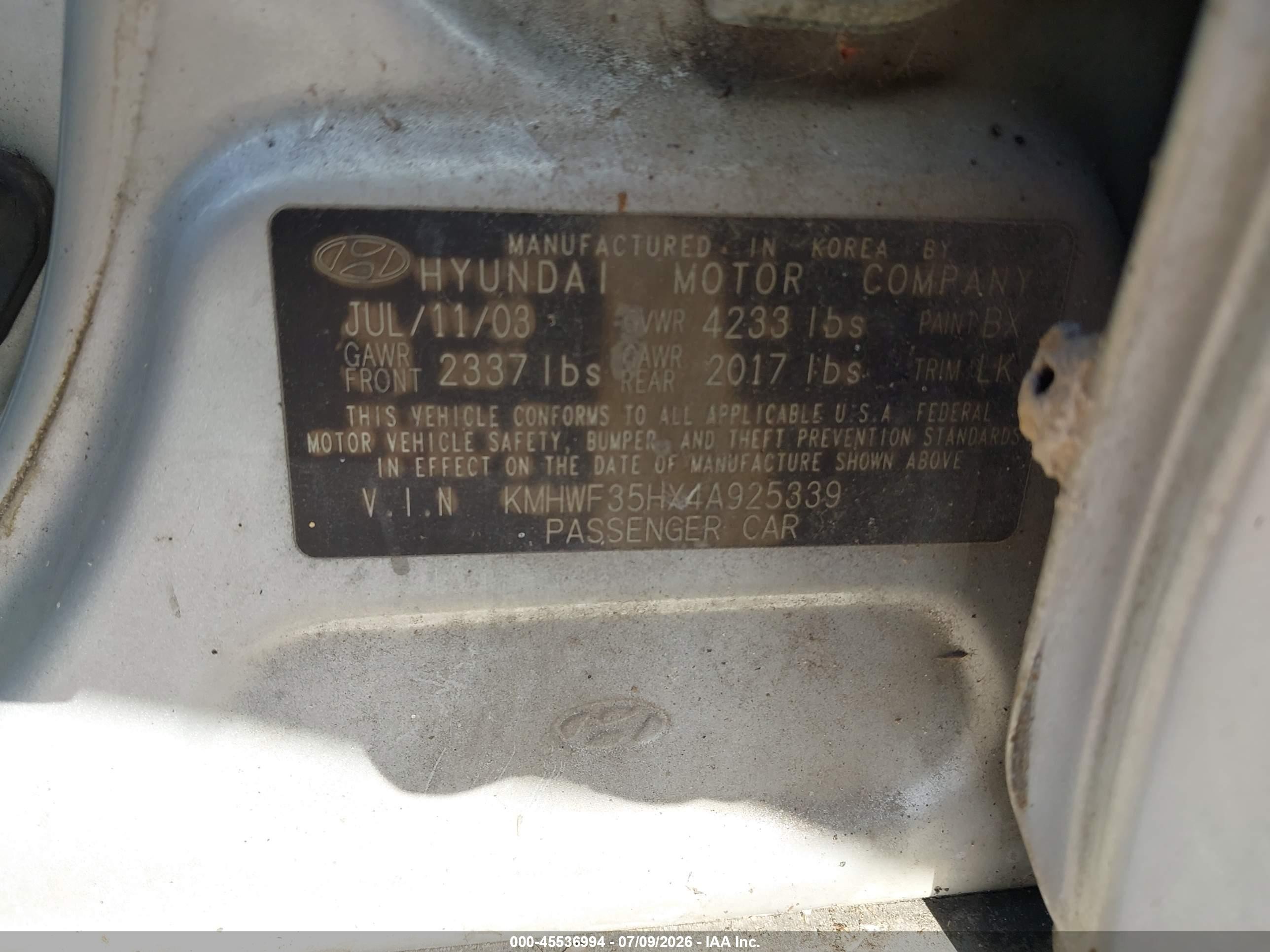 2004 Hyundai Sonata Gls/lx Silver vin: KMHWF35HX4A925339