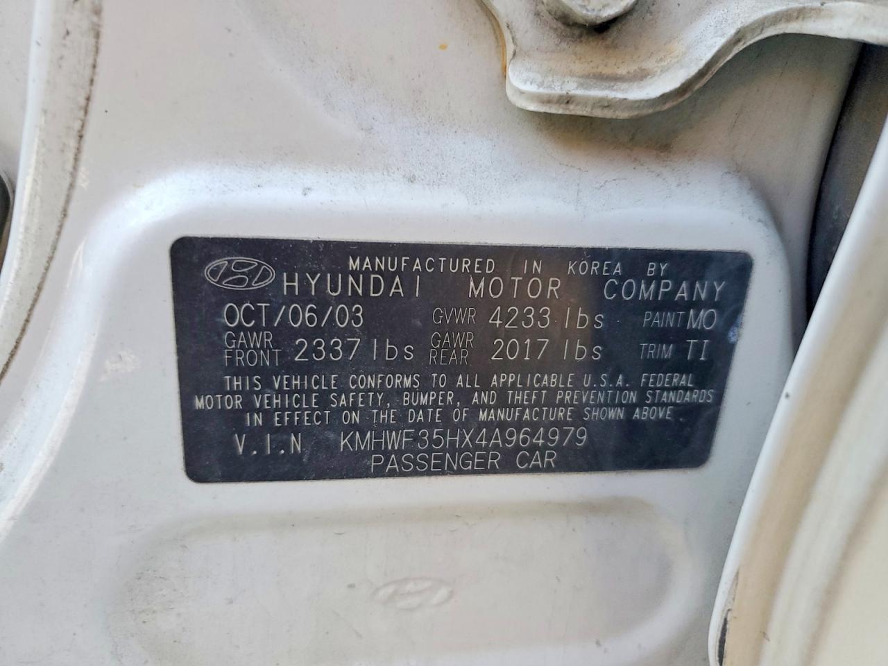 2004 Hyundai Sonata Gls White vin: KMHWF35HX4A964979
