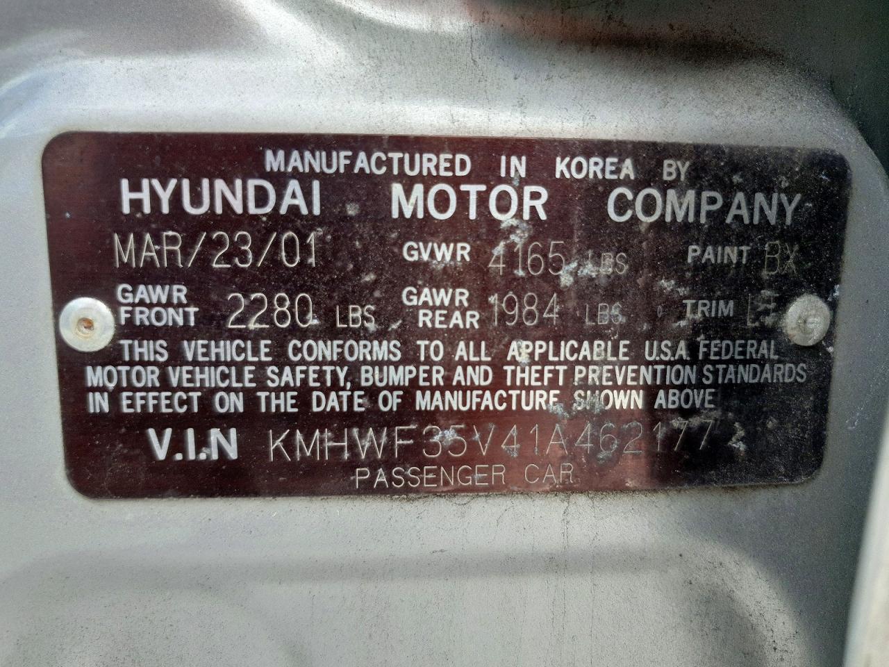 2001 Hyundai Sonata Gls Серебряный vin: KMHWF35V41A462177