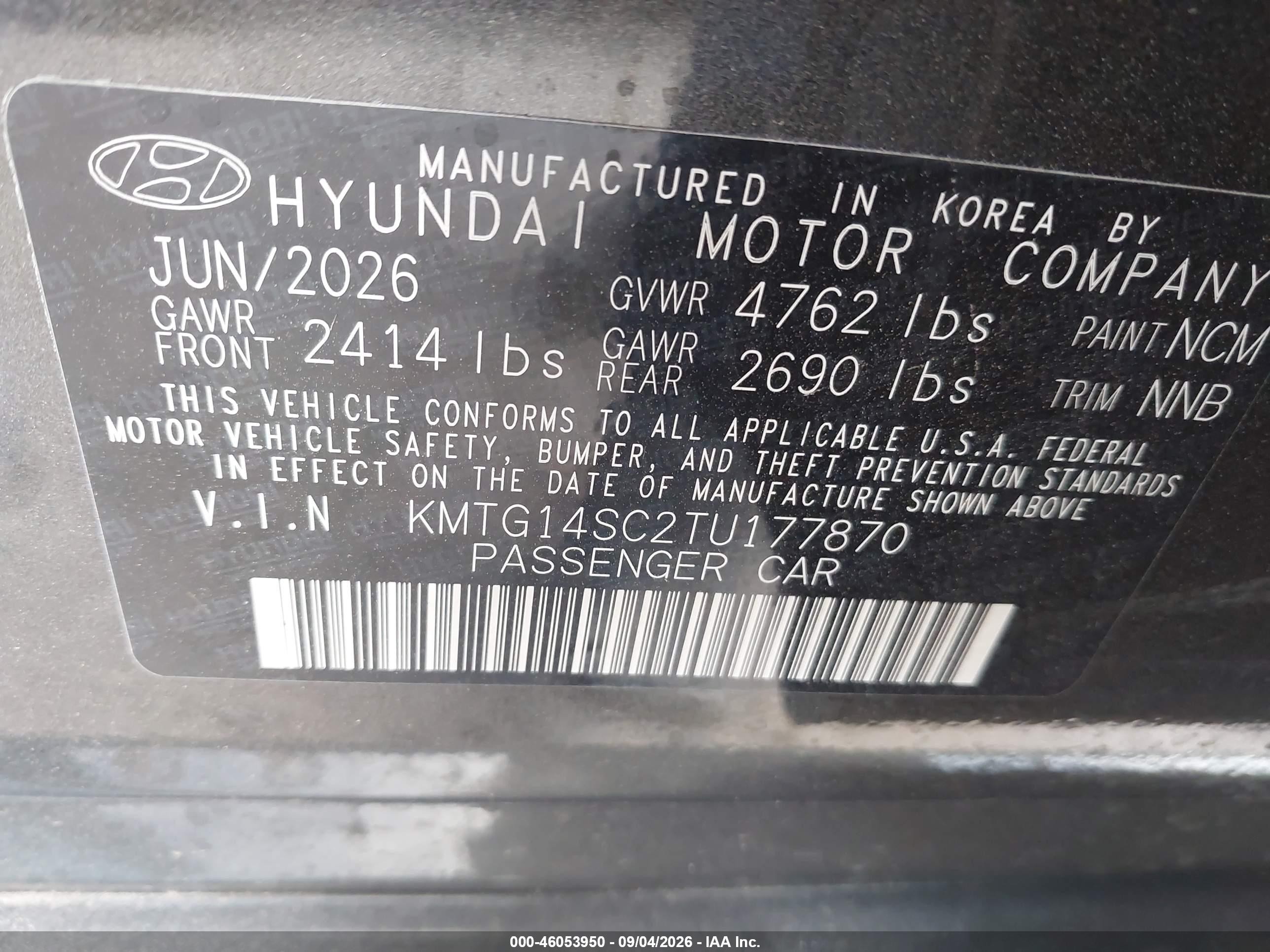 2026 Genesis G70 2.5t Rwd Черный vin: KMTG14SC2TU177870