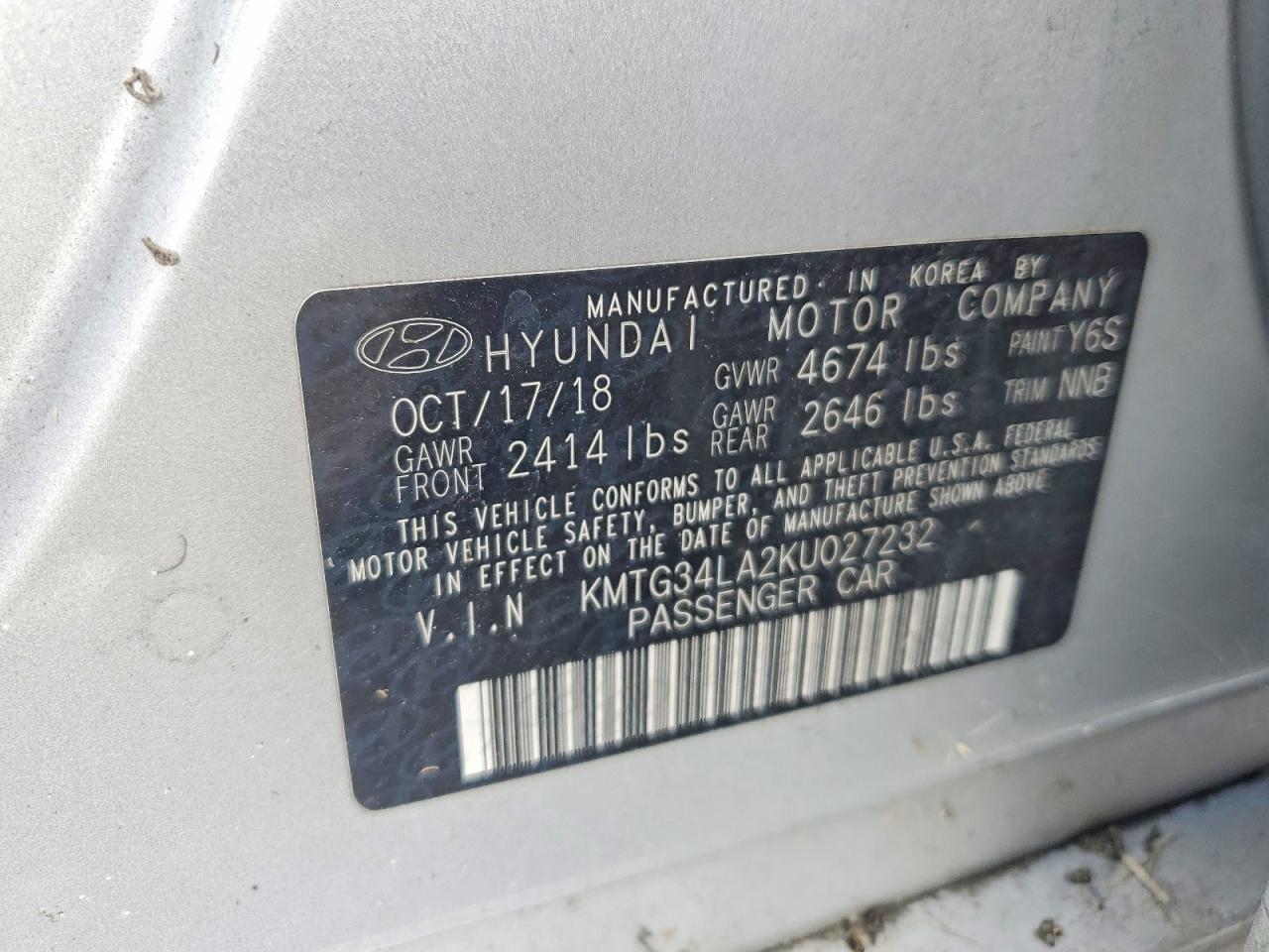 2019 Genesis G70 Elite Silver vin: KMTG34LA2KU027232