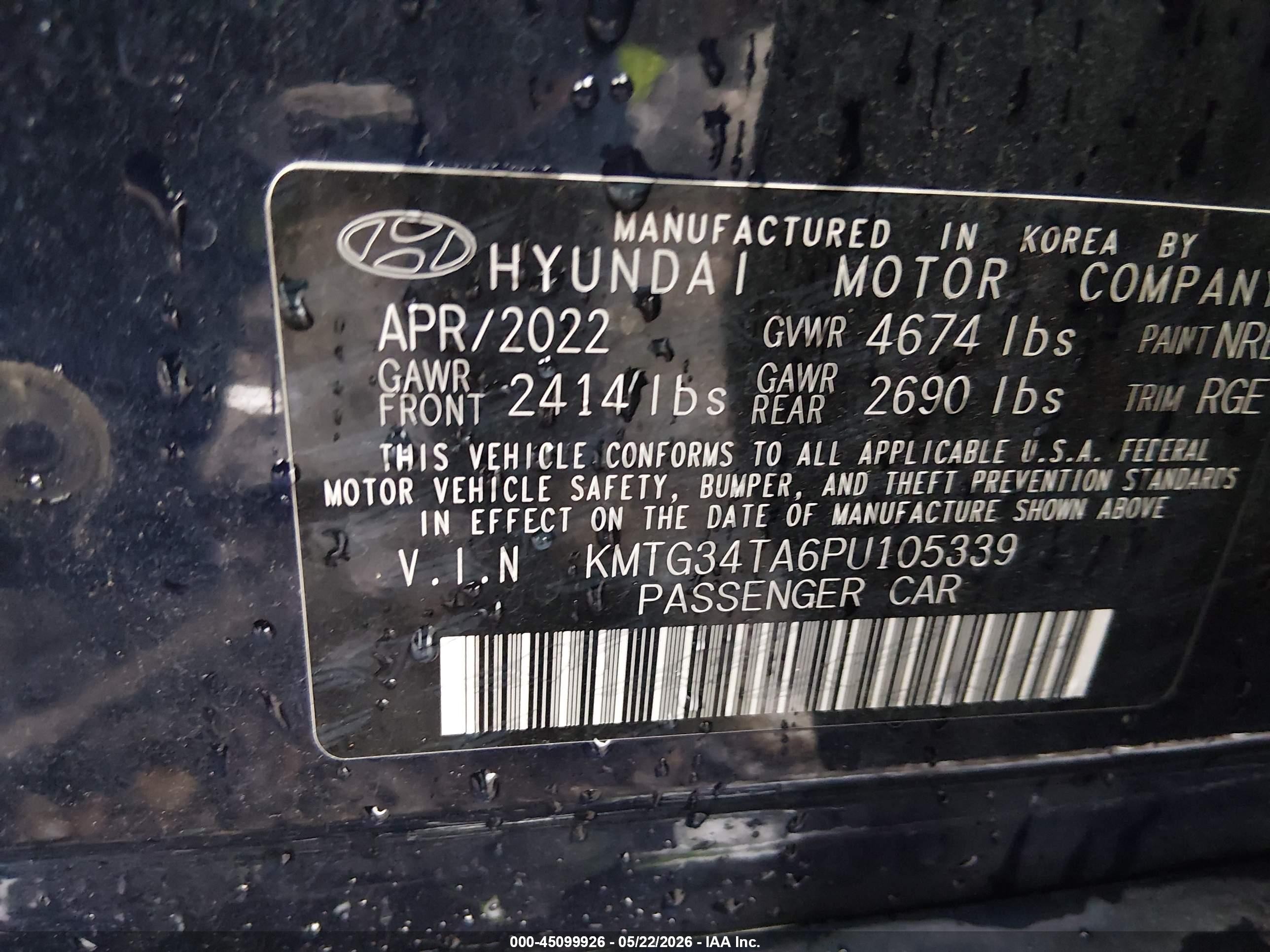 2023 Genesis G70 2.0t Rwd Blue vin: KMTG34TA6PU105339
