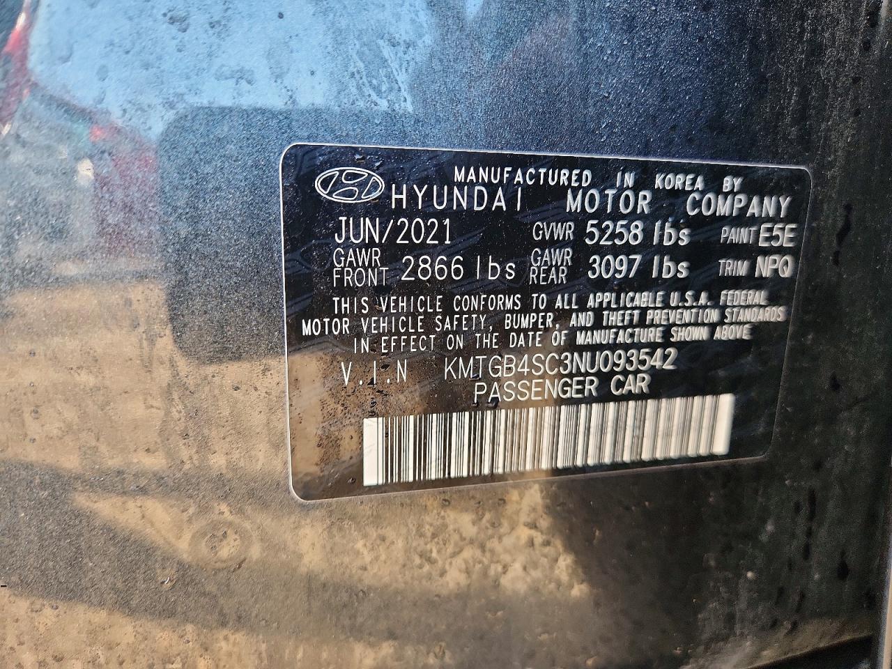 2022 Genesis G80 2.5t Charcoal vin: KMTGB4SC3NU093542