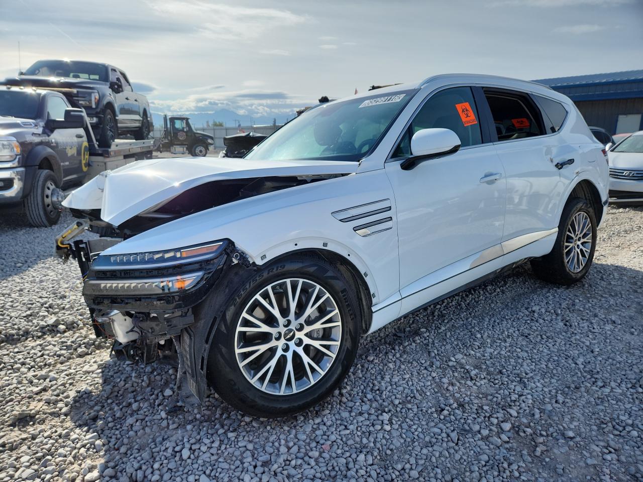 2026 Genesis Gv80 Base White vin: KMUHFESB2TU323635 Damage: Left Front Wheel Opening Mldg, Missing, Replacement Required