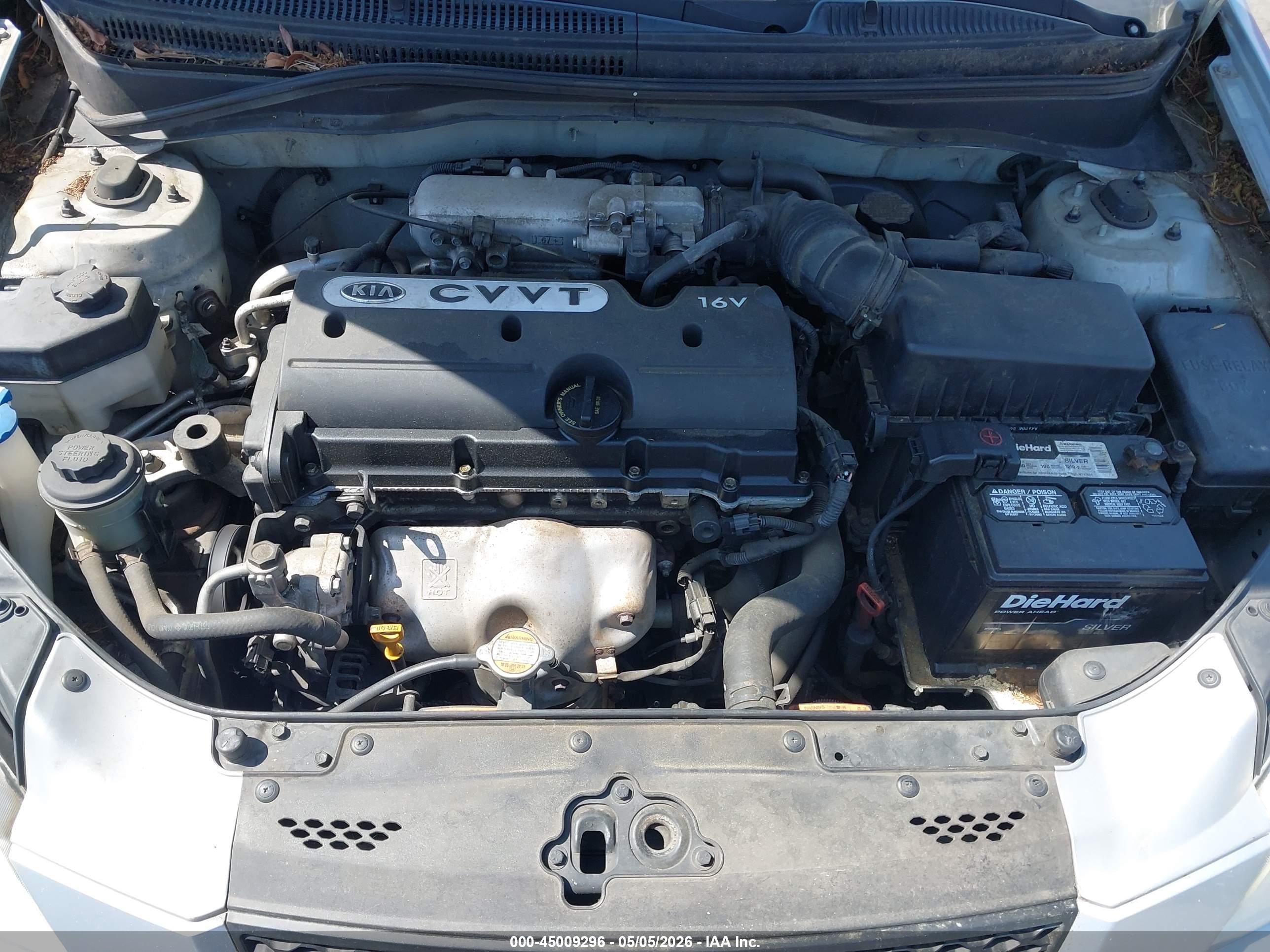 2009 Kia Rio Lx/sx Silver vin: KNADE223996553372