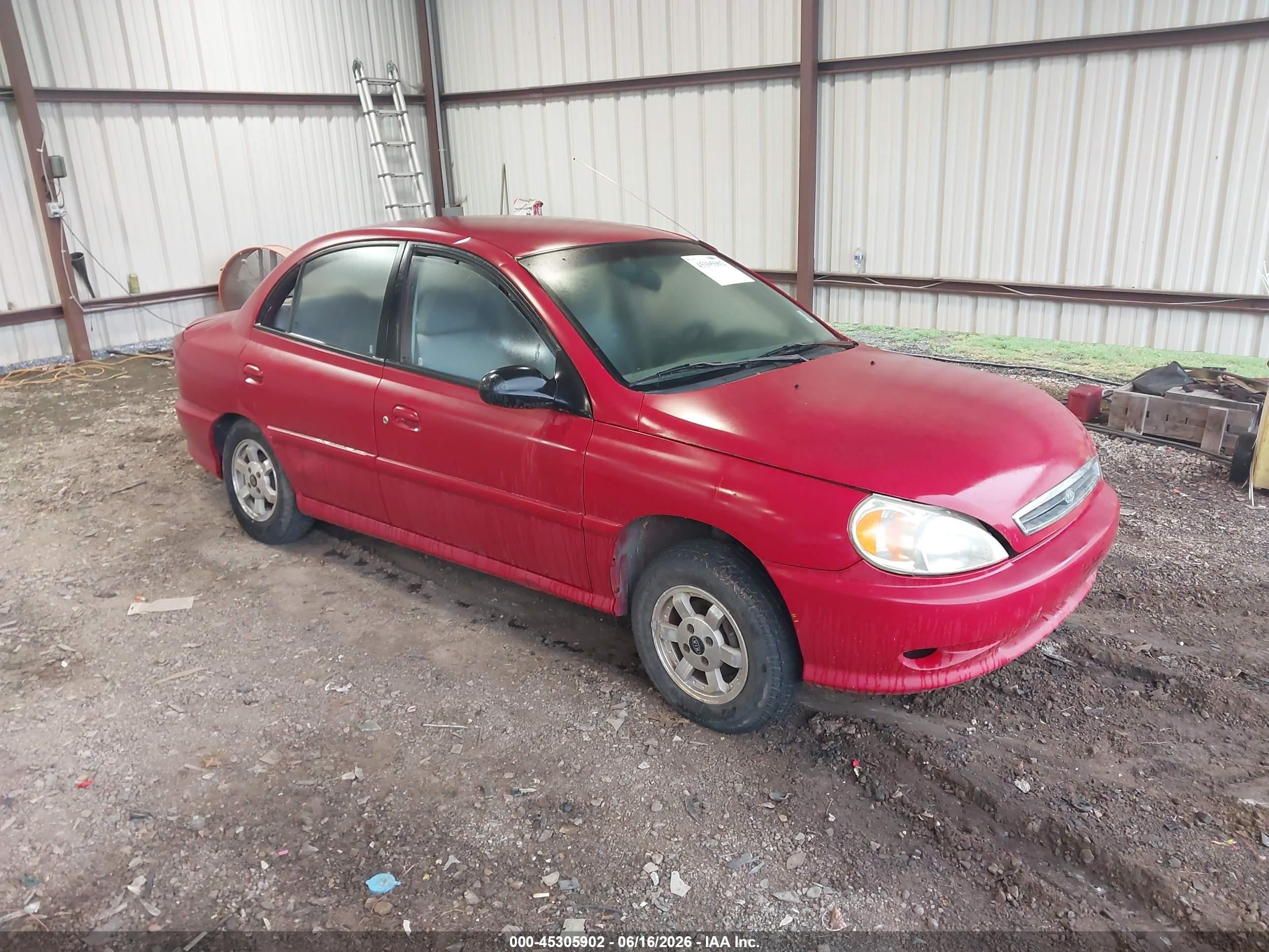 2001 Kia Rio   Red vin: KNADC123316527242