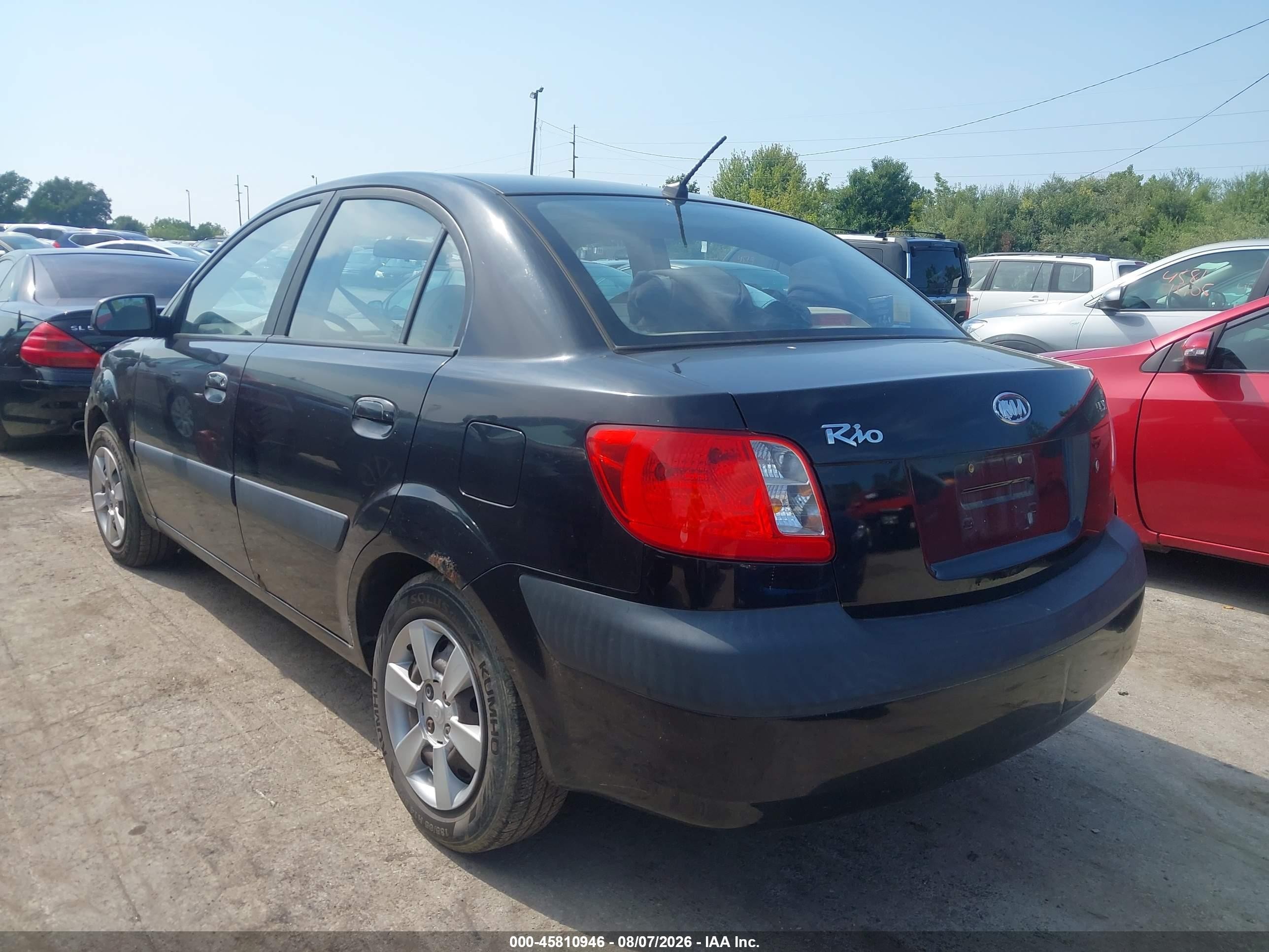 2007 Kia Rio Lx Black vin: KNADE123476188011