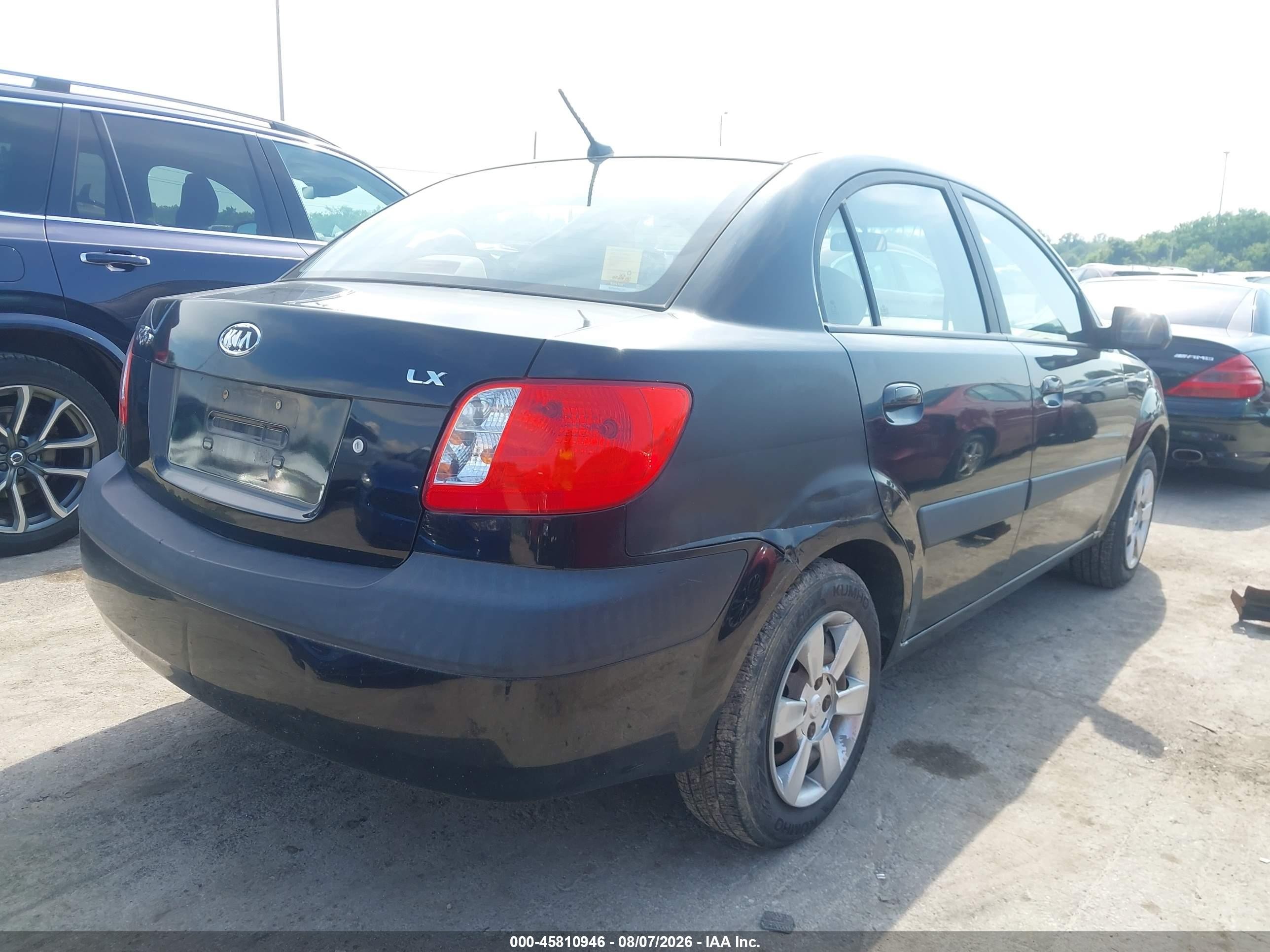 2007 Kia Rio Lx Black vin: KNADE123476188011