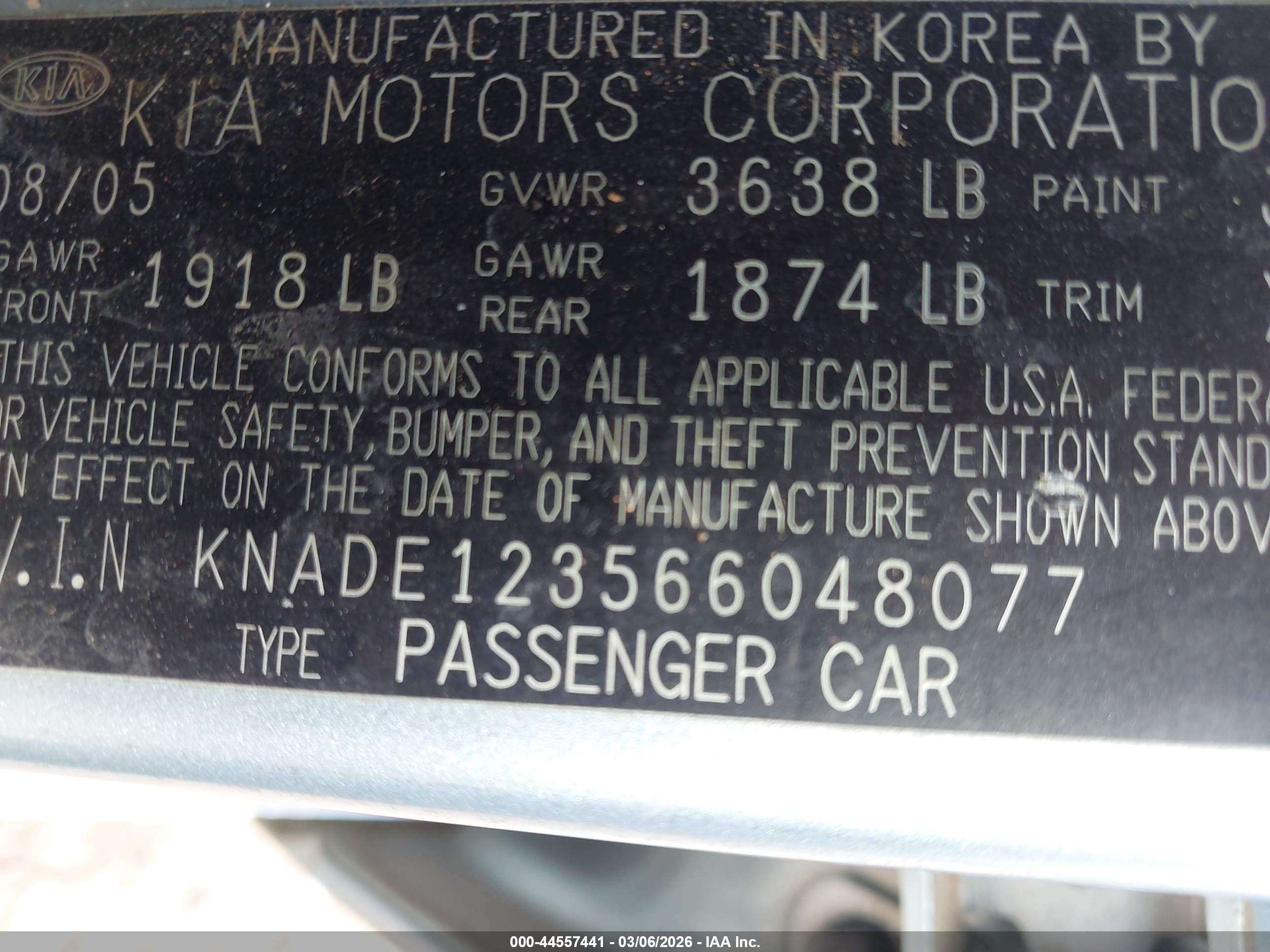 2006 Kia Rio Lx Silver vin: KNADE123566048077