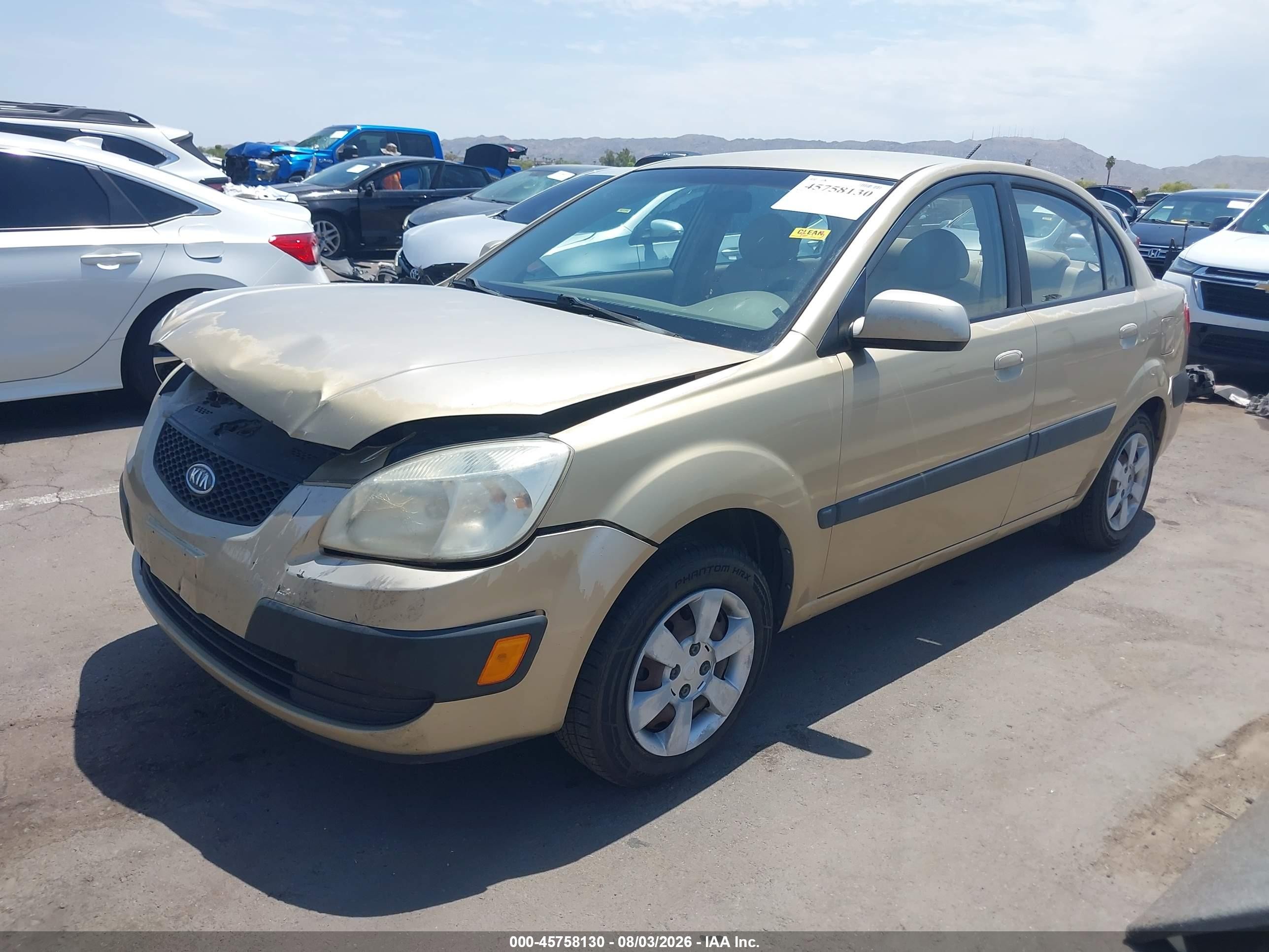2006 Kia Rio Lx Золотой vin: KNADE123X66070494