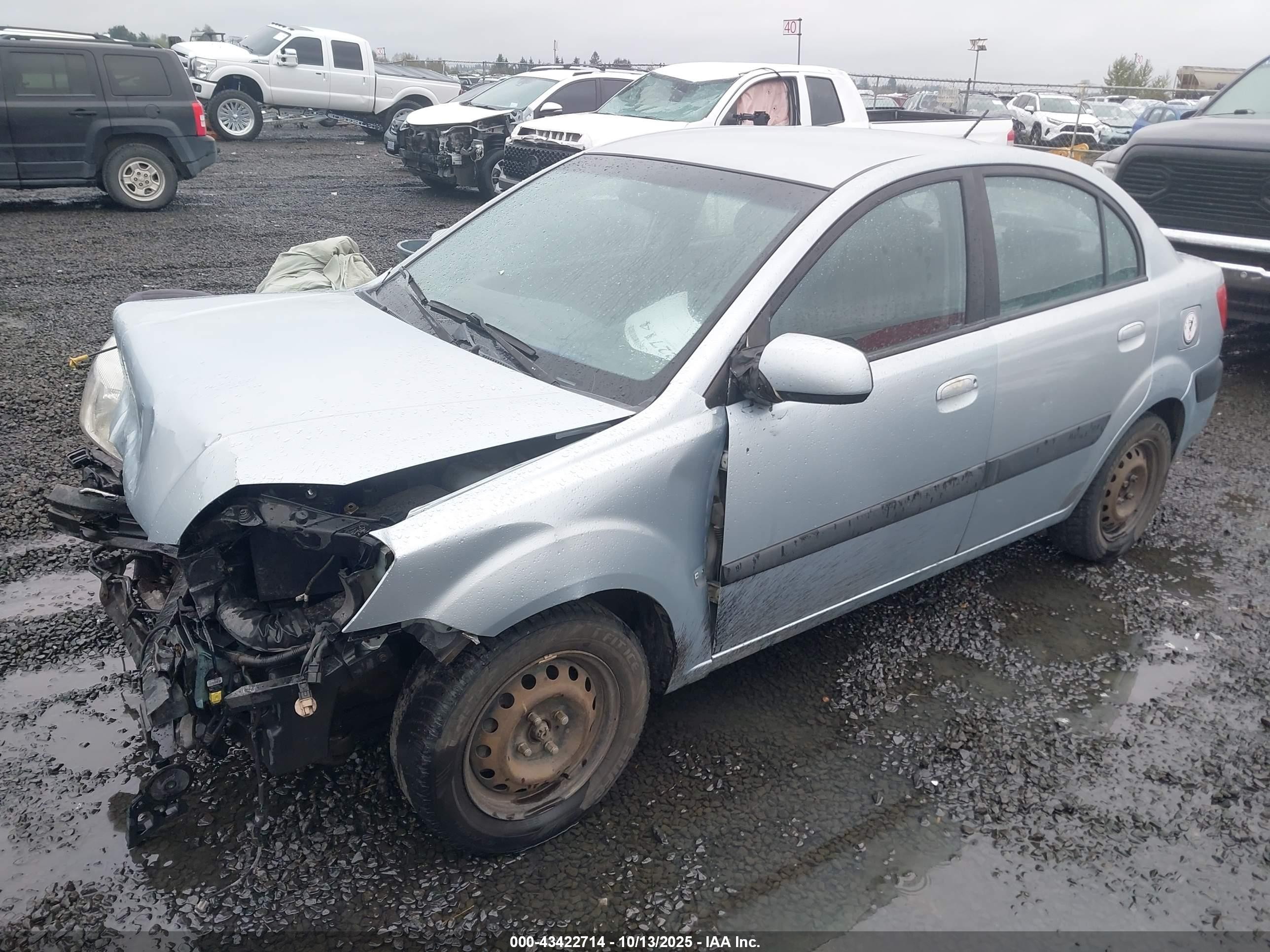 2007 Kia Rio Lx Light Blue vin: KNADE123X76268946