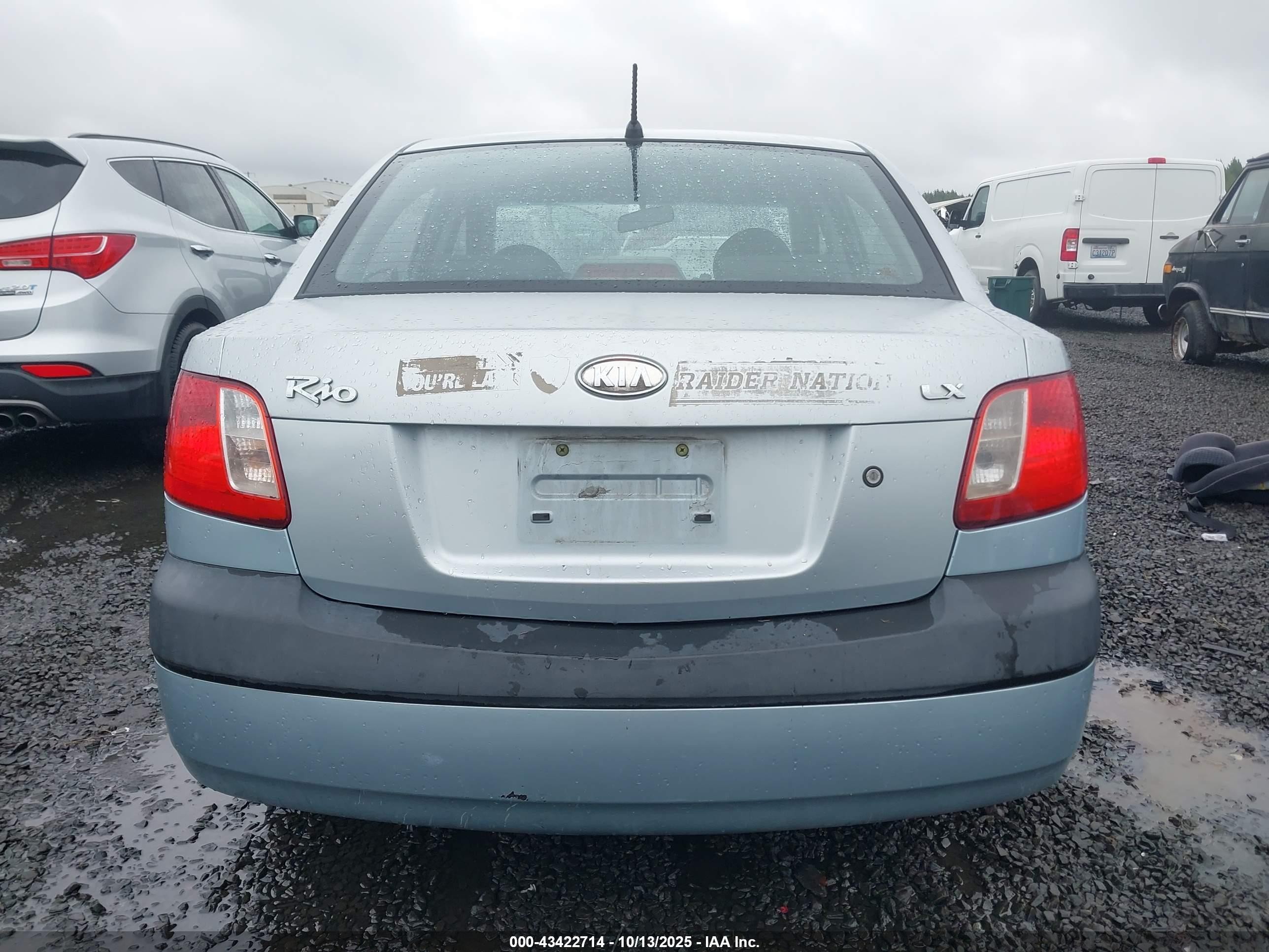 2007 Kia Rio Lx Light Blue vin: KNADE123X76268946
