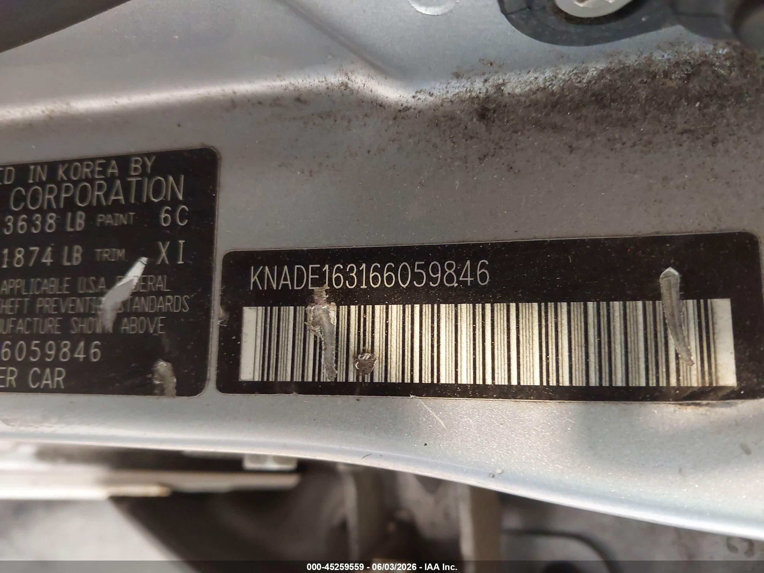 2006 Kia Rio5 Sx Silver vin: KNADE163166059846