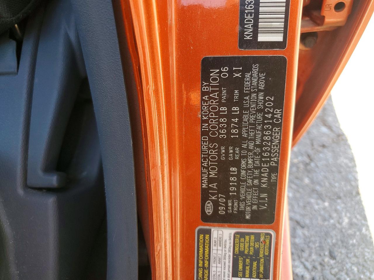 2008 Kia Rio 5 Sx Orange vin: KNADE163286314202