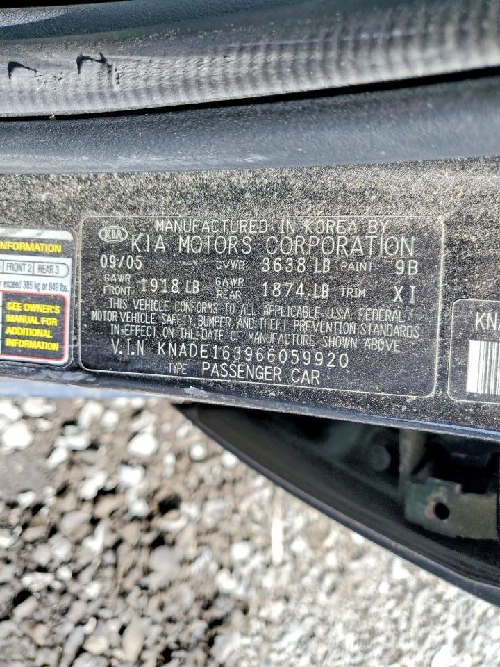 2006 Kia Rio 5 Black vin: KNADE163966059920