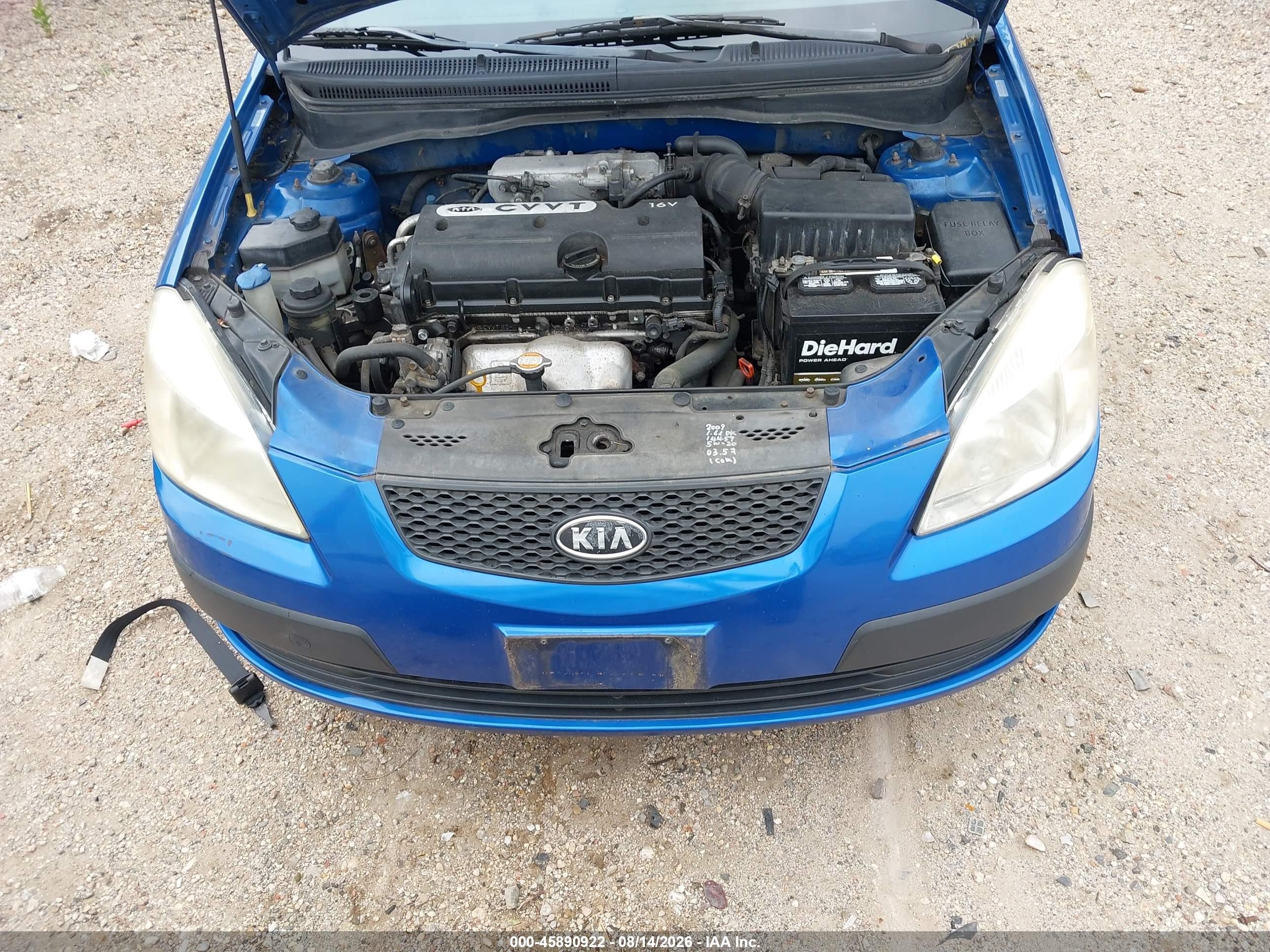 2009 Kia Rio Lx Blue vin: KNADE223396546935