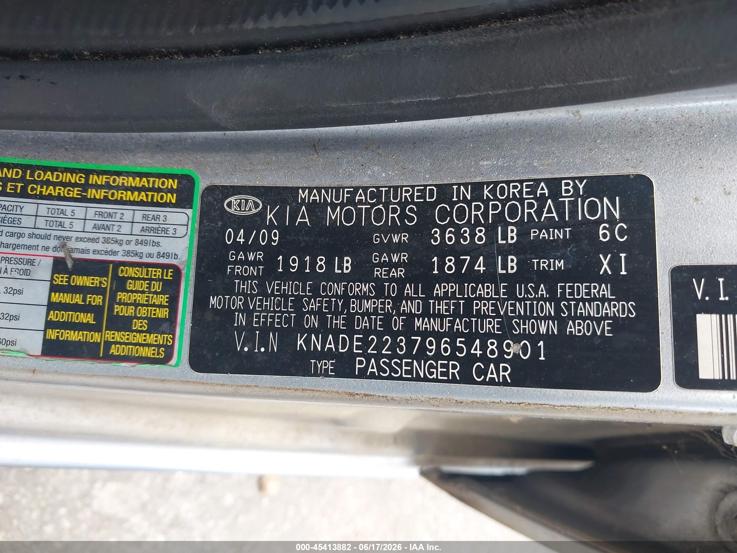 2009 Kia Rio Lx Silver vin: KNADE223796548901