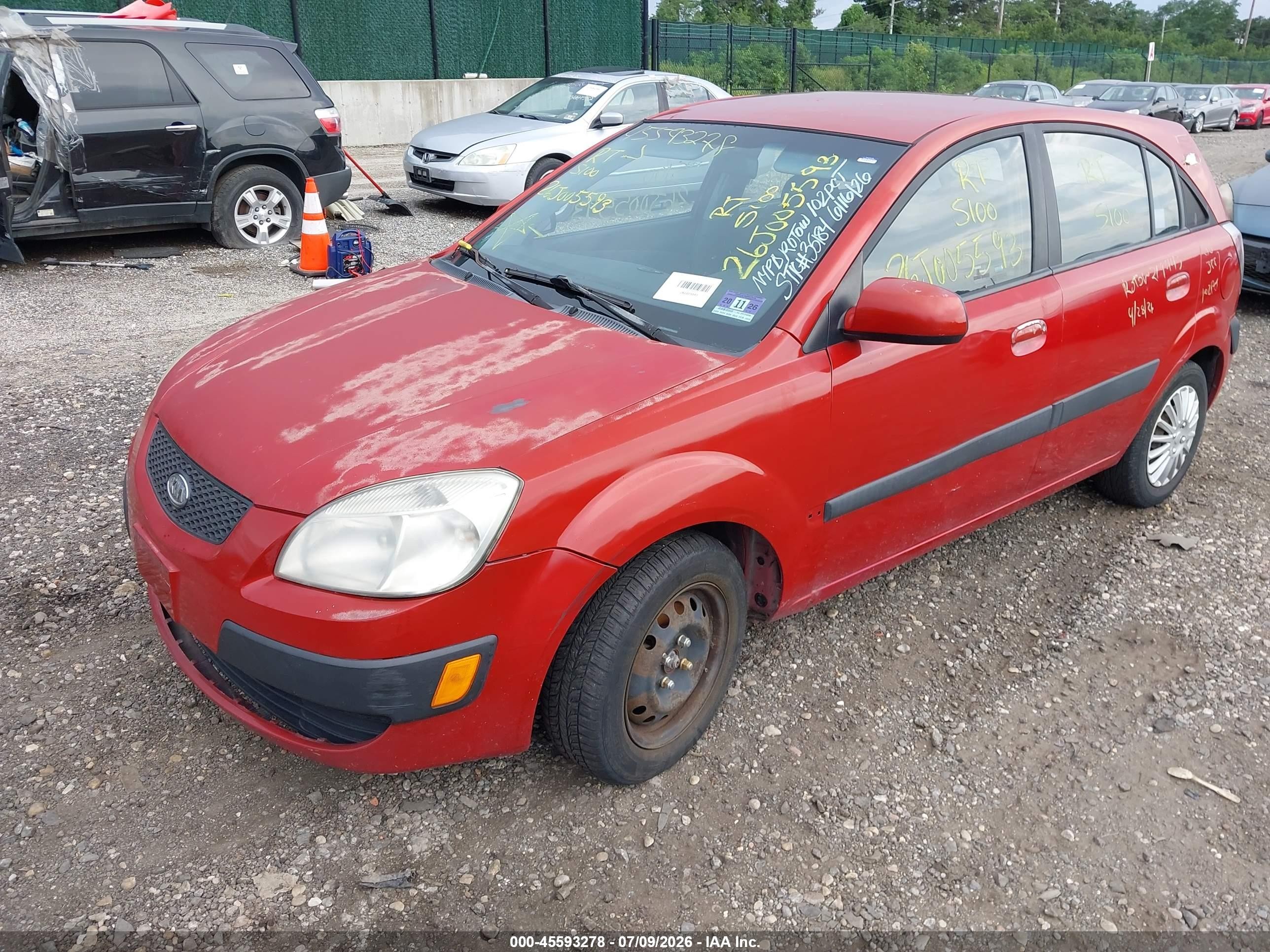 2009 Kia Rio5 Lx Red vin: KNADE243896530954