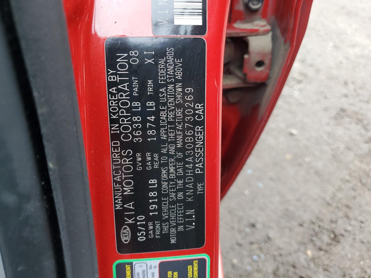 2011 Kia Rio Base Red vin: KNADH4A30B6730269