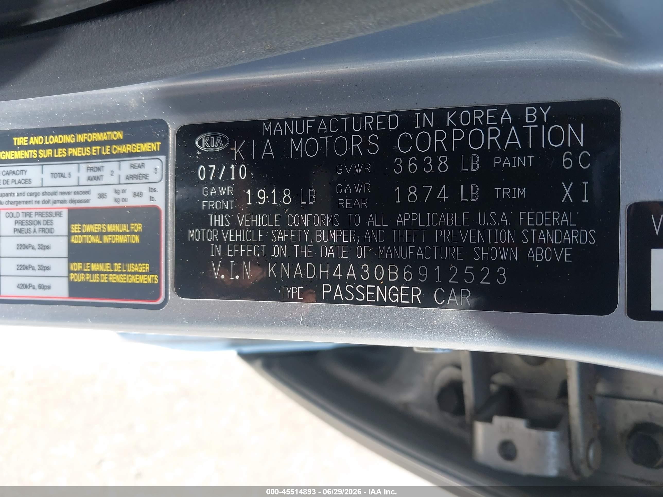 2011 Kia Rio Lx Silver vin: KNADH4A30B6912523