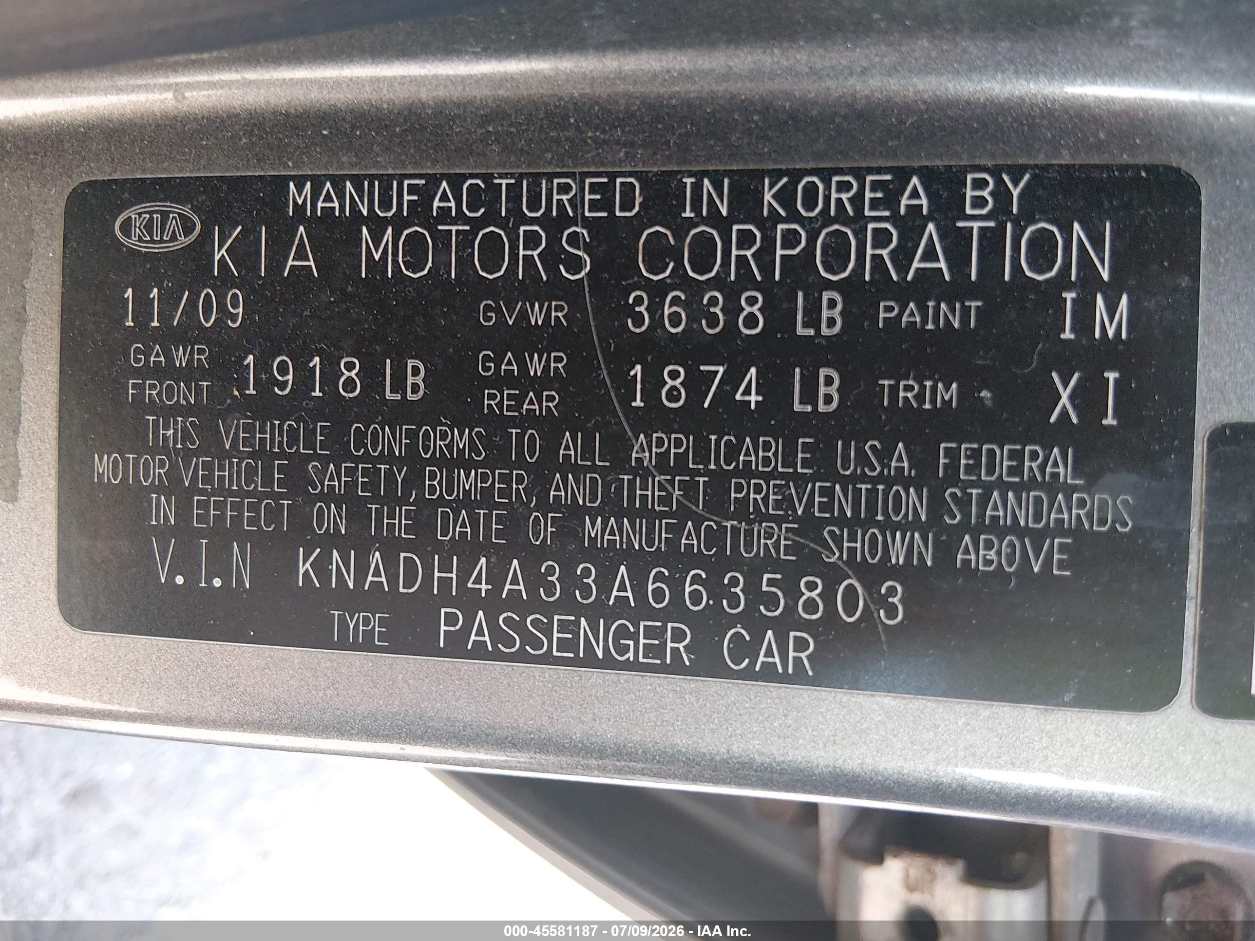 2010 Kia Rio Lx Серебряный vin: KNADH4A33A6635803
