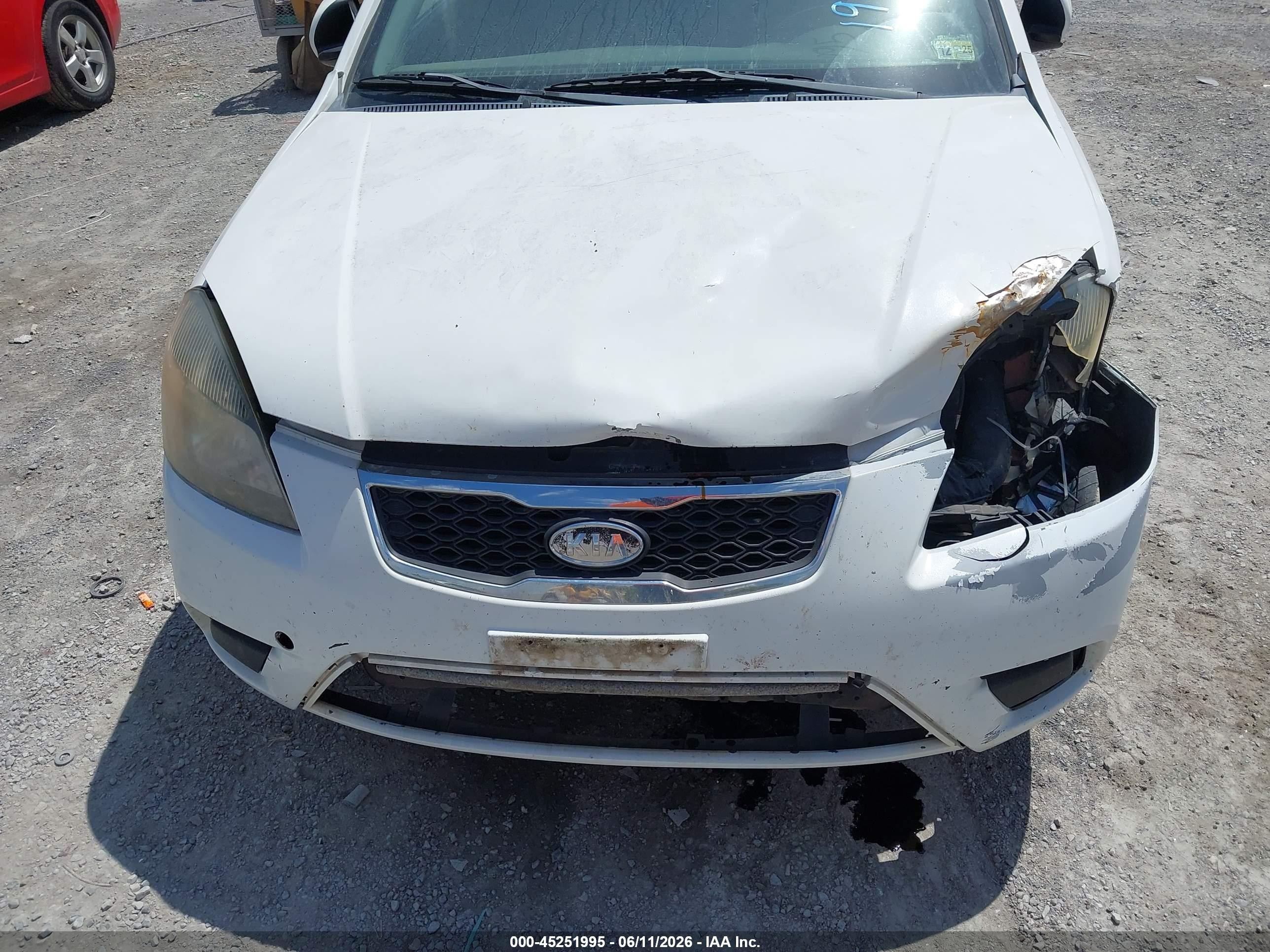 2010 Kia Rio Lx White vin: KNADH4A34A6629573