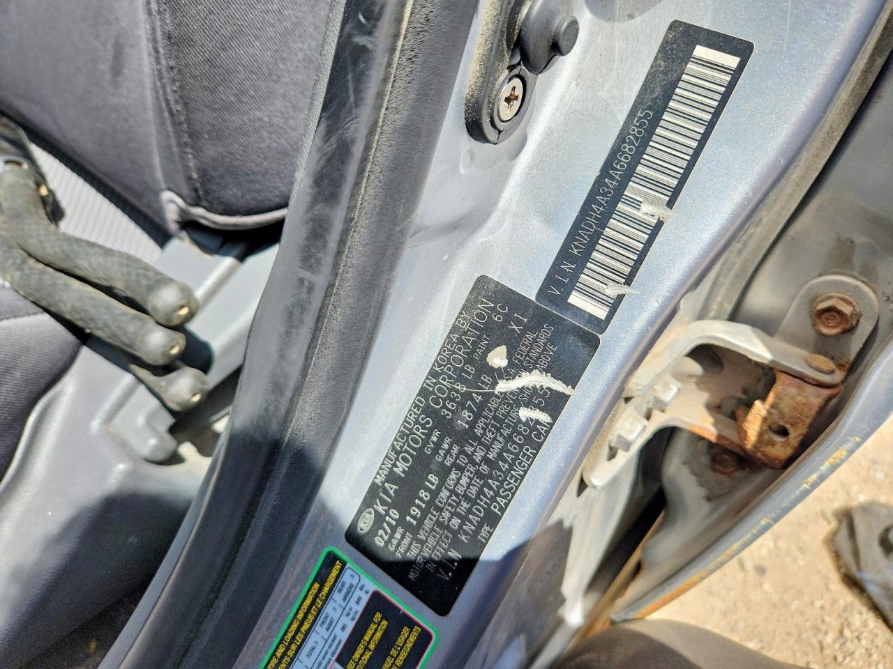 2010 Kia Rio Base Серебряный vin: KNADH4A34A6682855
