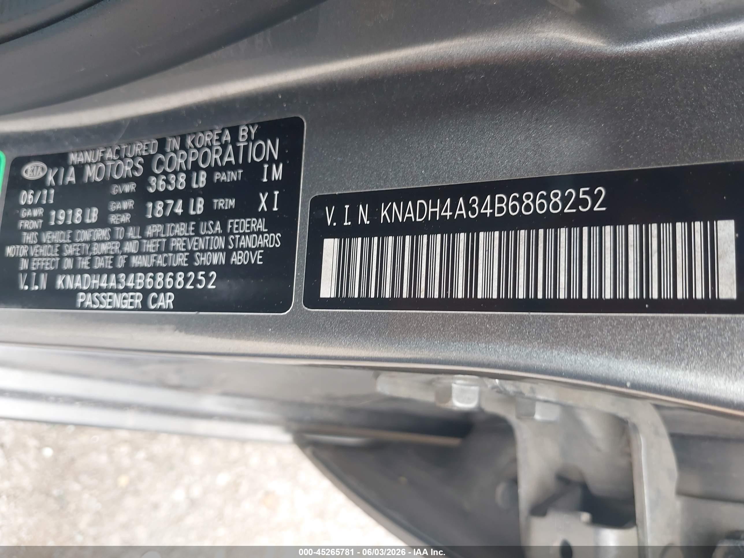 2011 Kia Rio Lx Серый vin: KNADH4A34B6868252
