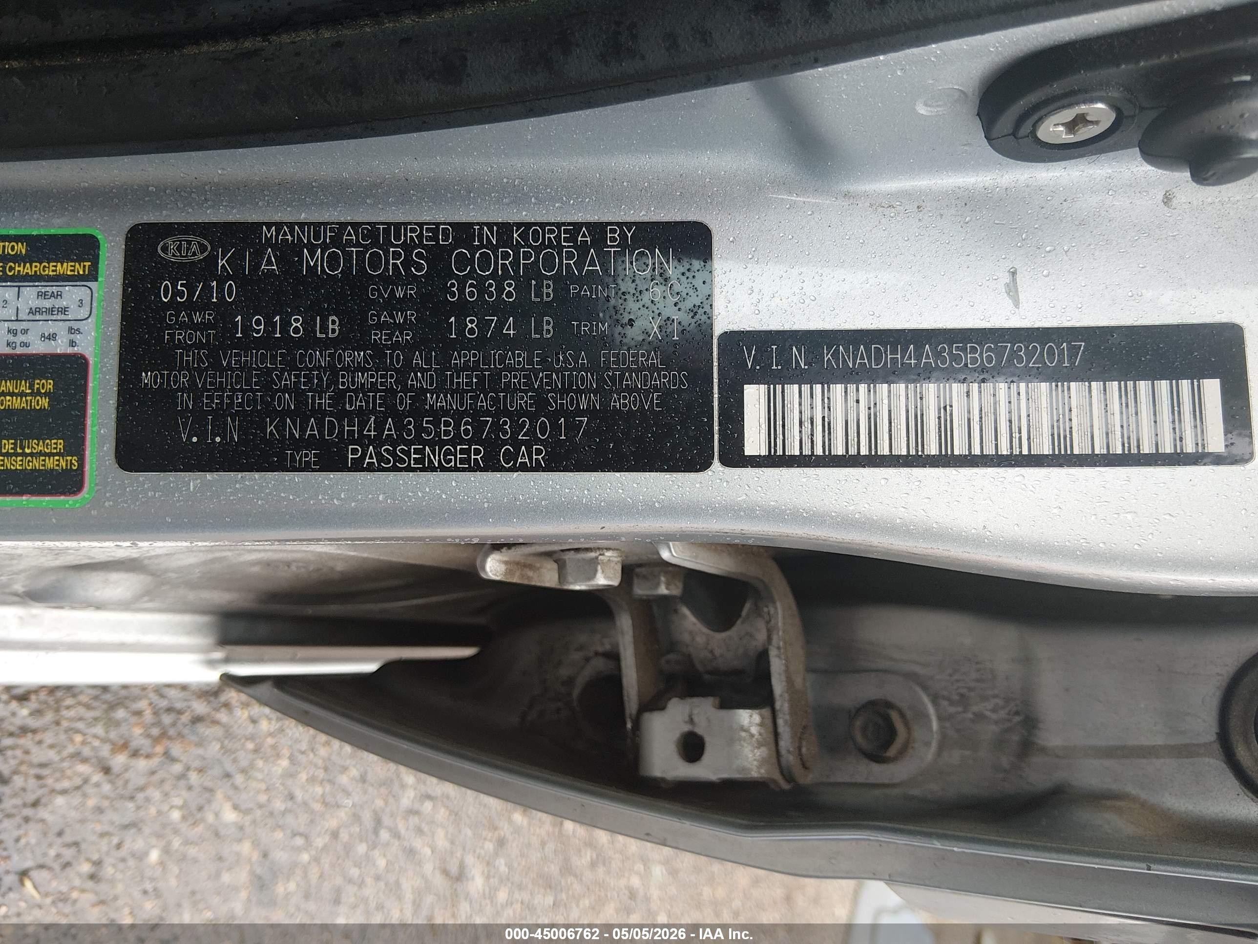 2011 Kia Rio Lx Silver vin: KNADH4A35B6732017