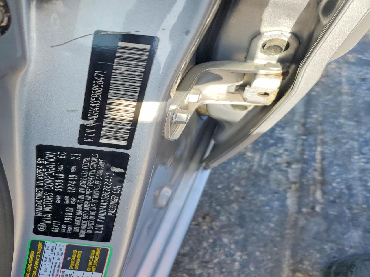 2011 Kia Rio Lx Silver vin: KNADH4A35B6868471