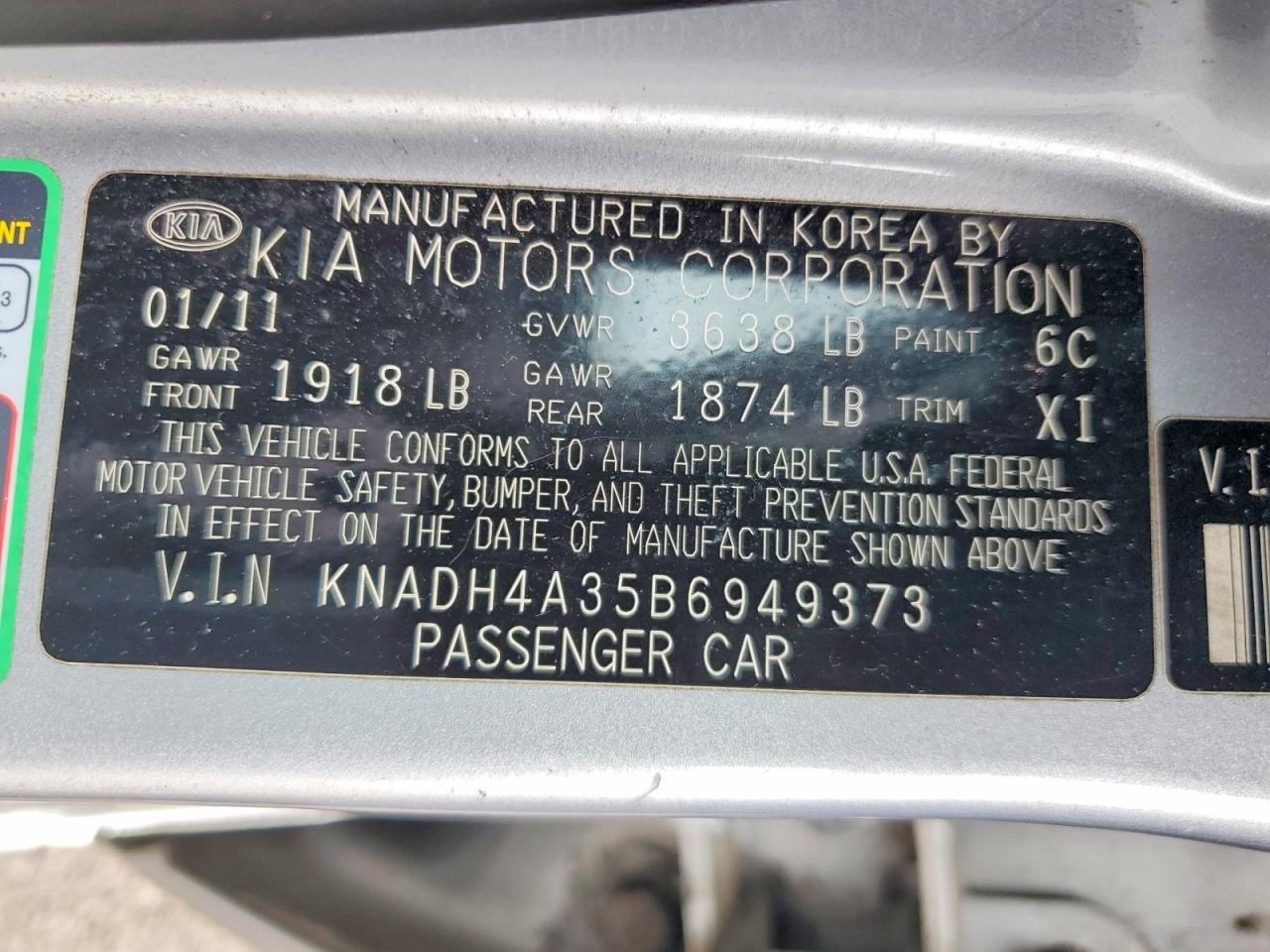 2011 Kia Rio Lx Silver vin: KNADH4A35B6949373