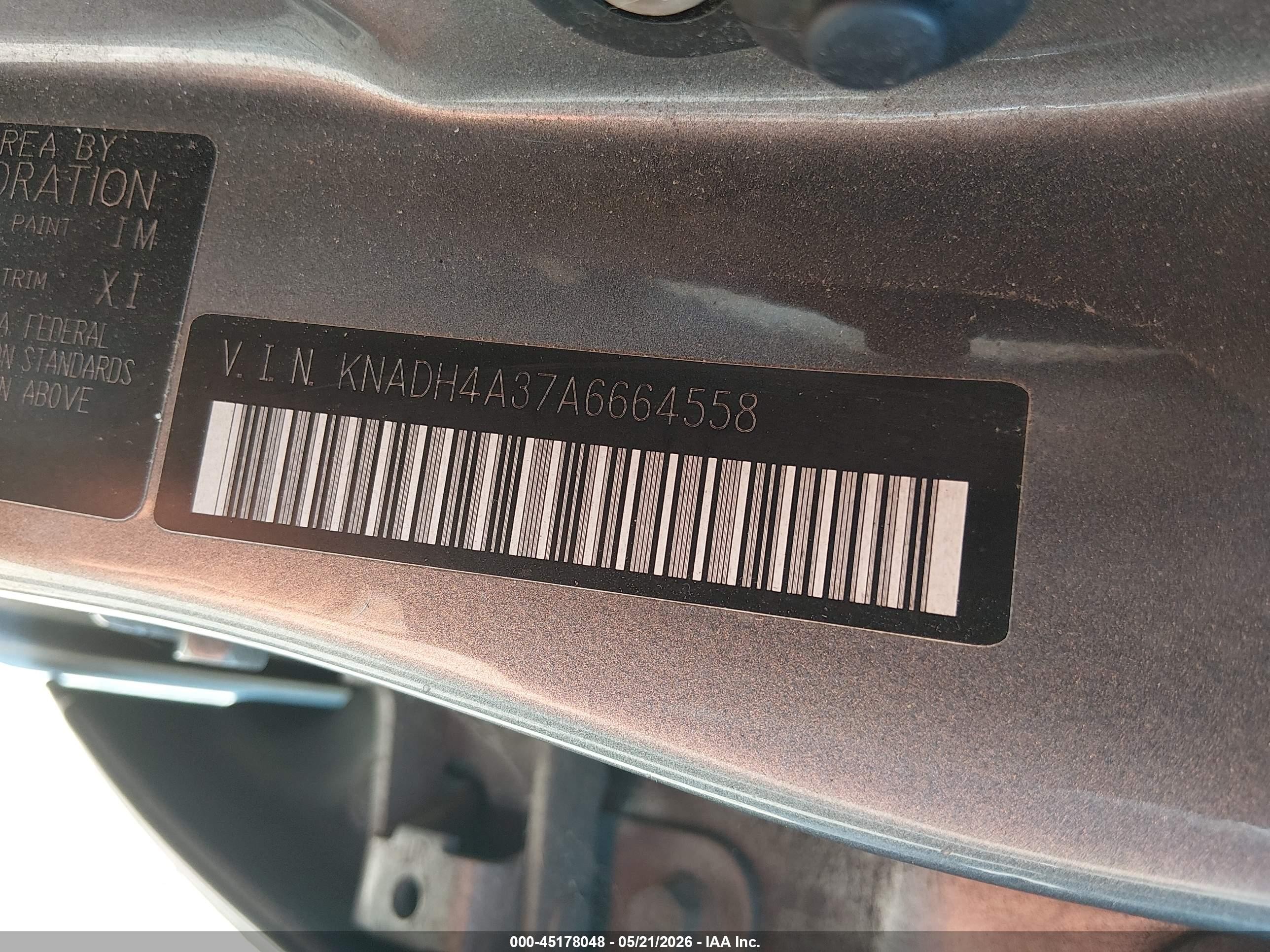 2010 Kia Rio Lx Gray vin: KNADH4A37A6664558