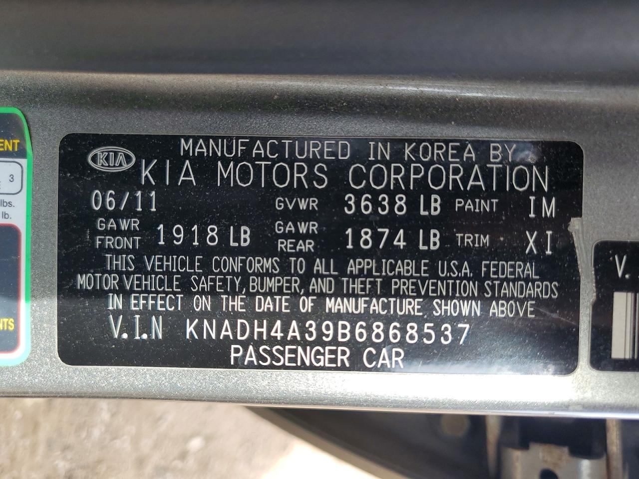 2011 Kia Rio Lx Gray vin: KNADH4A39B6868537