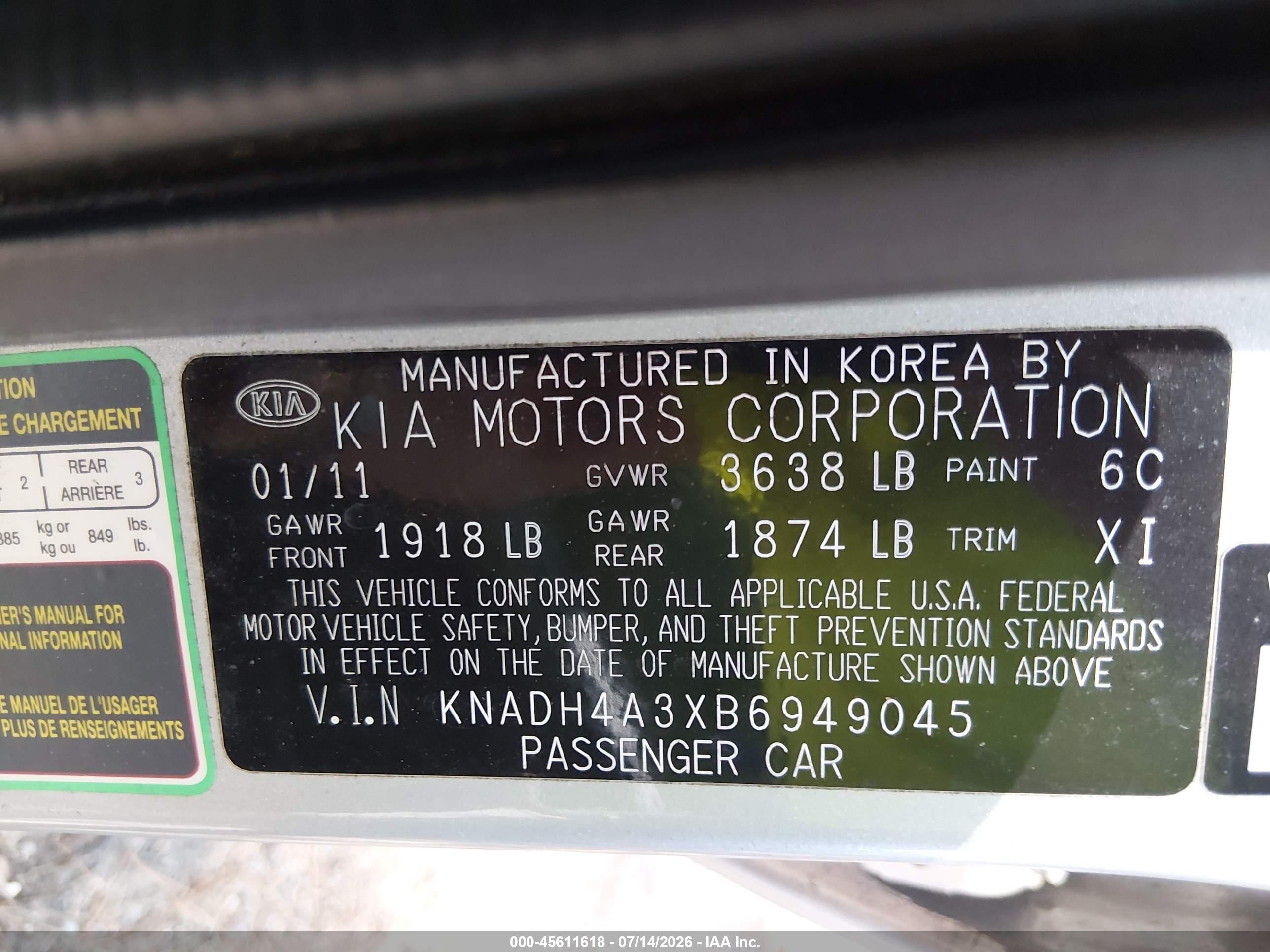 2011 Kia Rio Lx Silver vin: KNADH4A3XB6949045