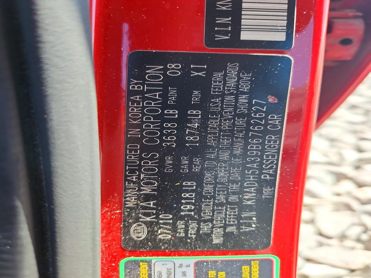 2011 Kia Rio5 Lx Red vin: KNADH5A39B6762627