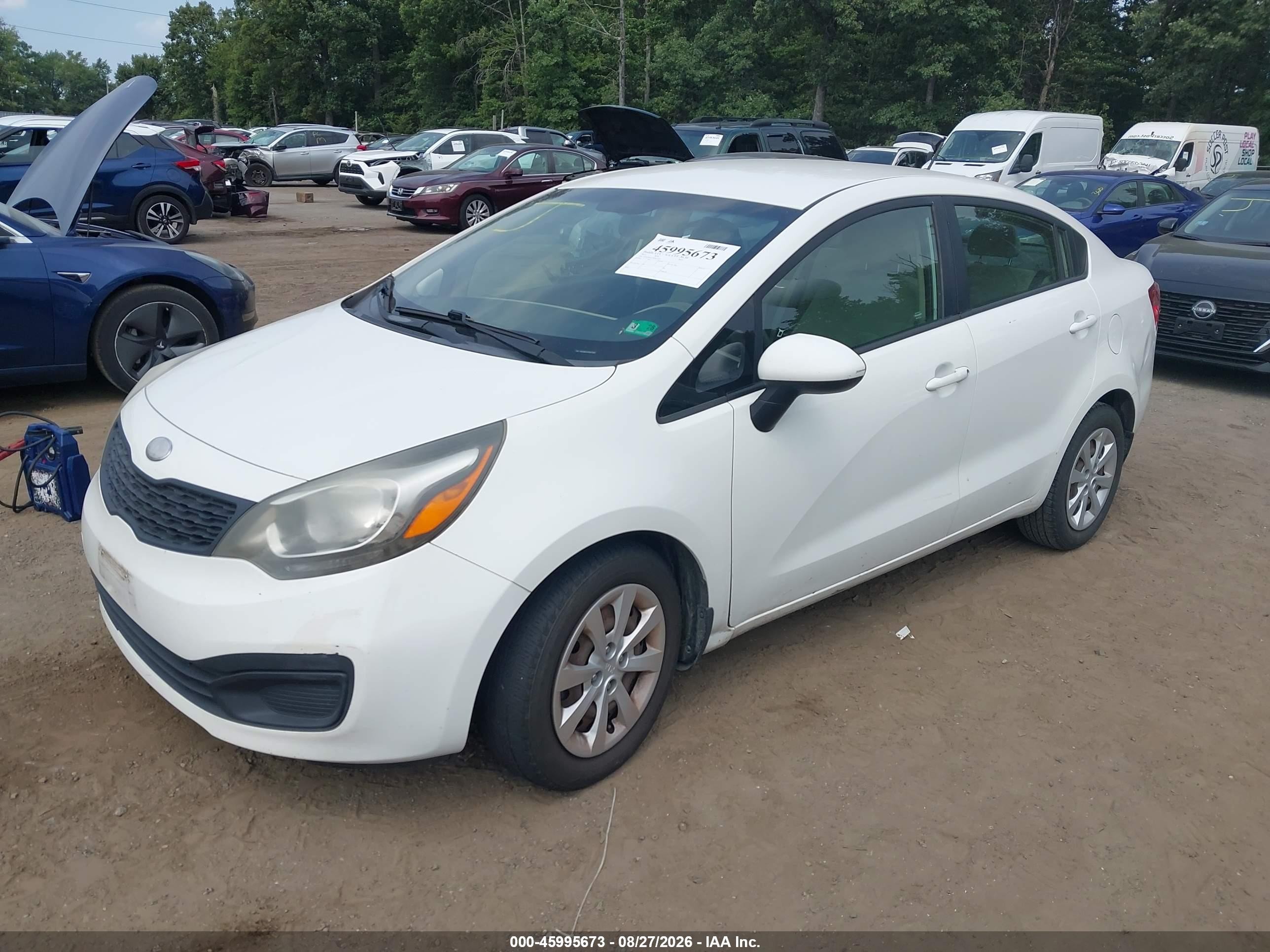 2013 Kia Rio Lx White vin: KNADM4A30D6211947