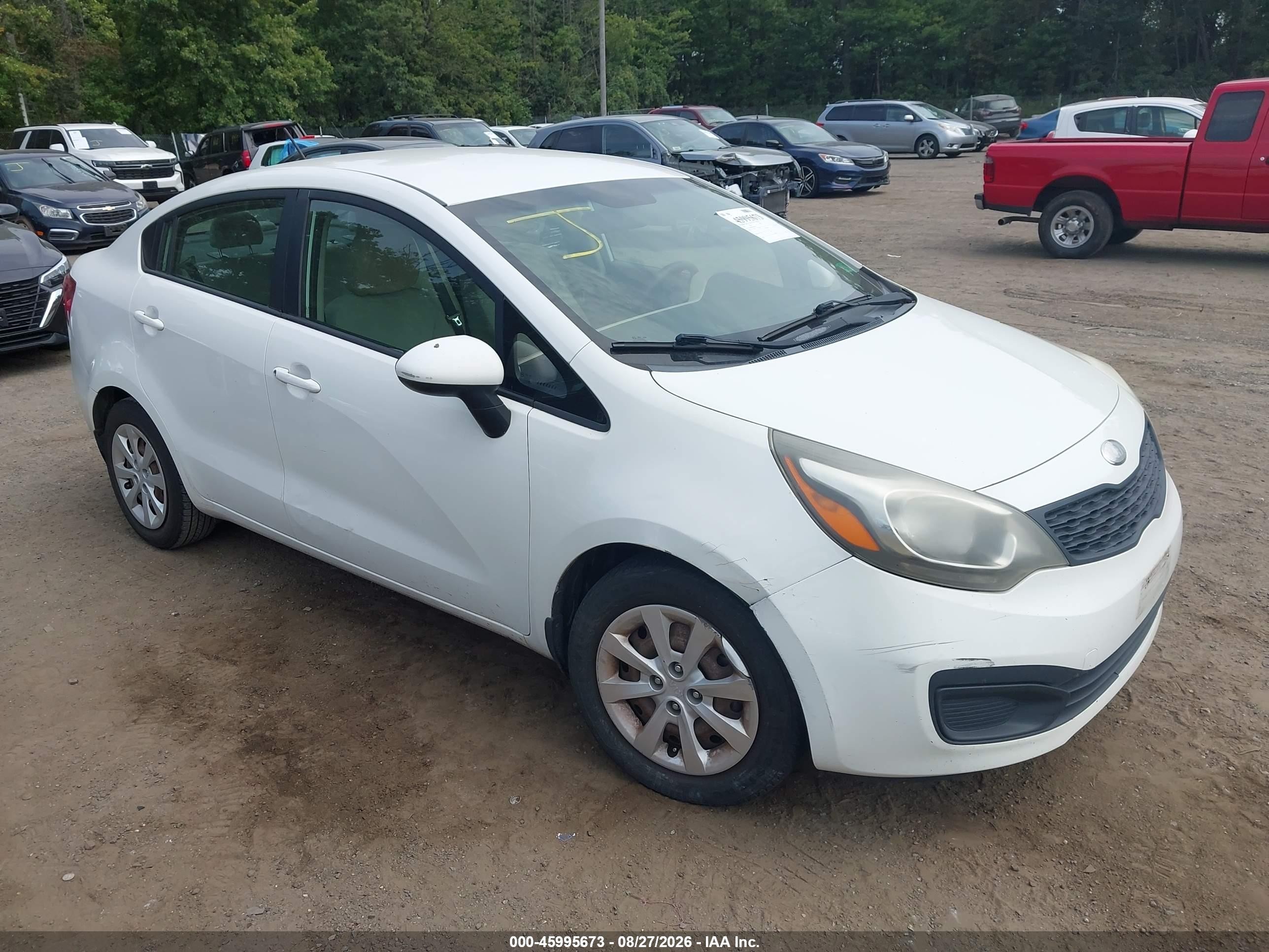 2013 Kia Rio Lx White vin: KNADM4A30D6211947