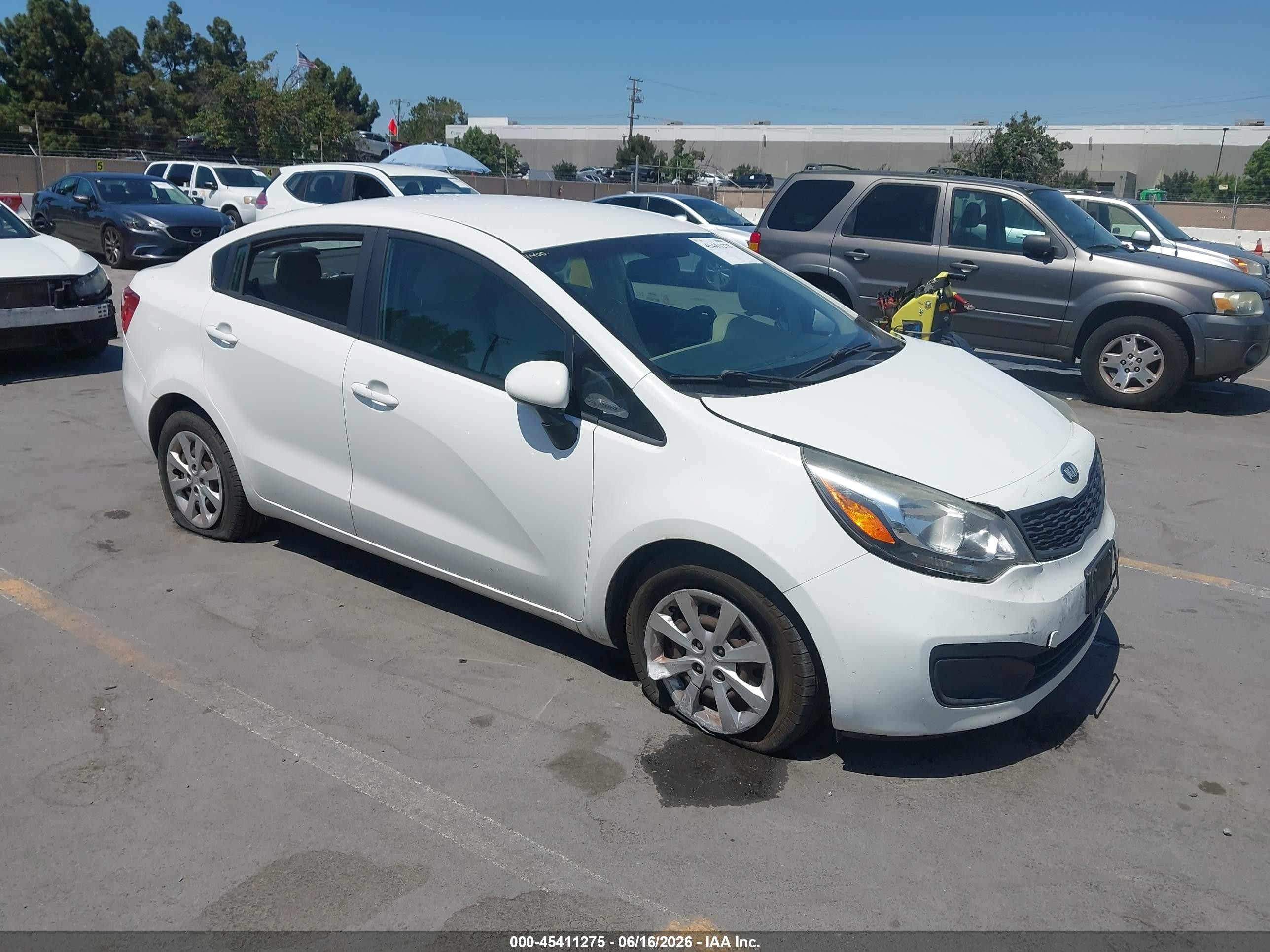 2013 Kia Rio Lx White vin: KNADM4A30D6253499