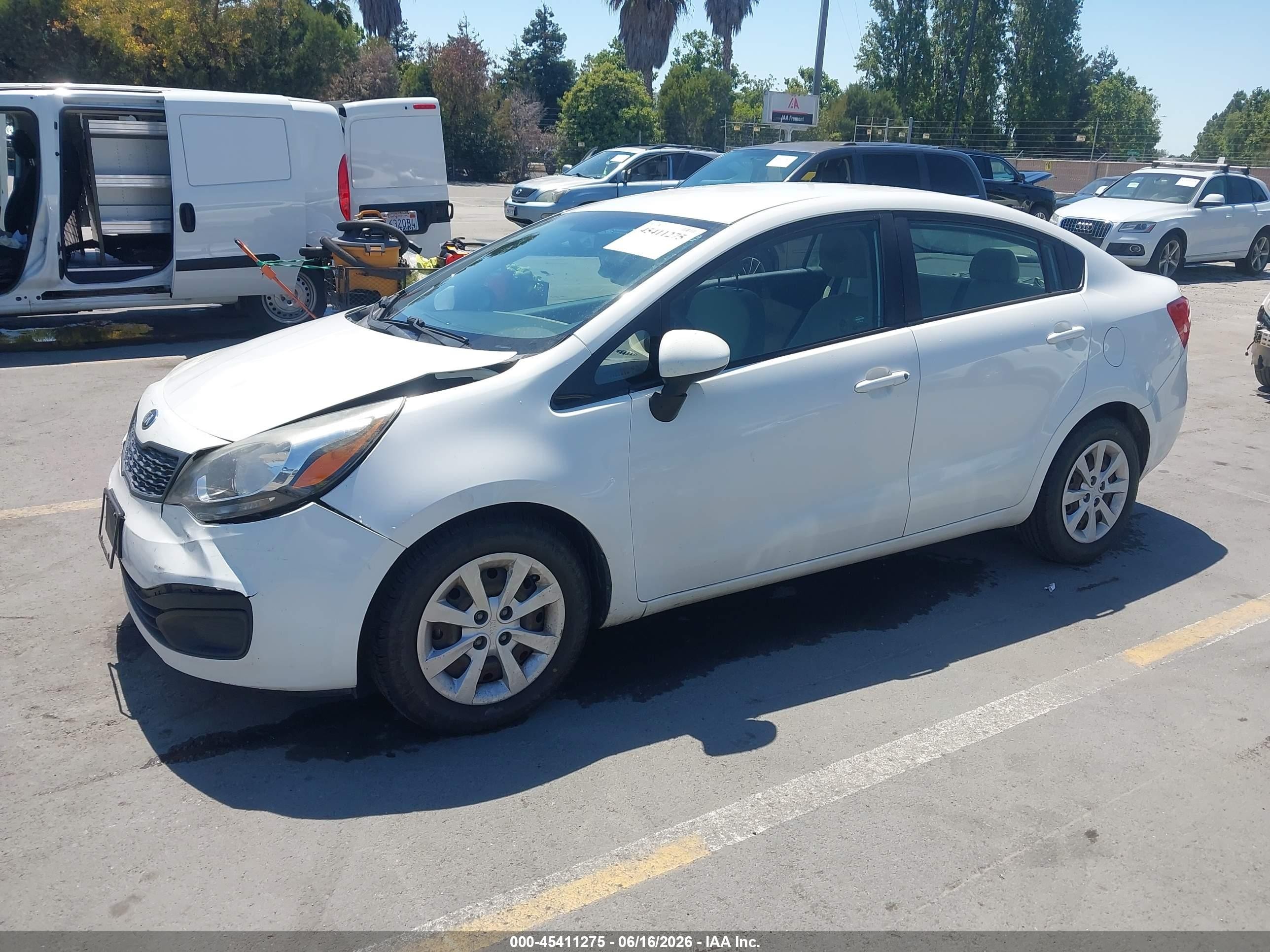 2013 Kia Rio Lx White vin: KNADM4A30D6253499