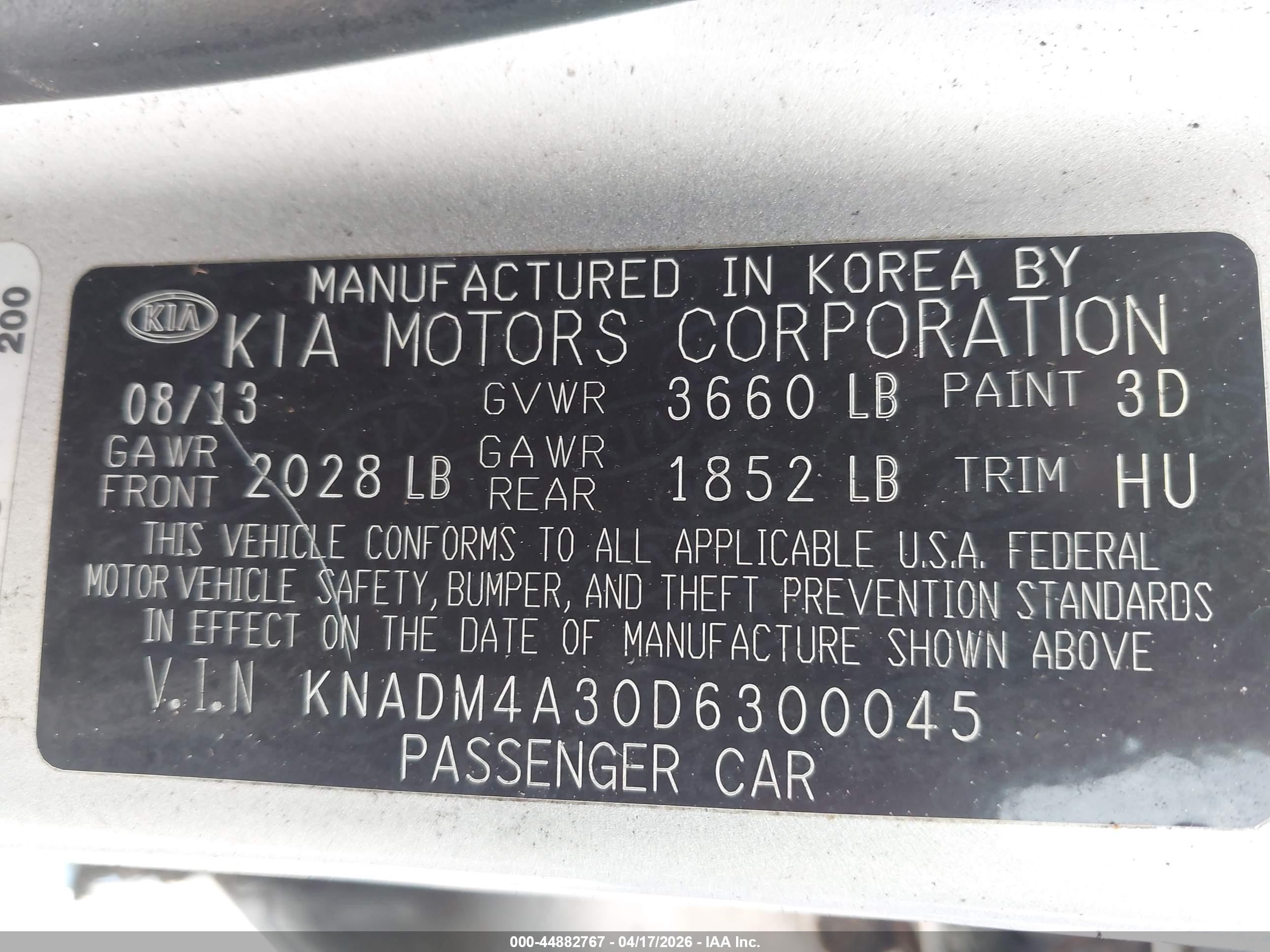 2013 Kia Rio Lx Silver vin: KNADM4A30D6300045