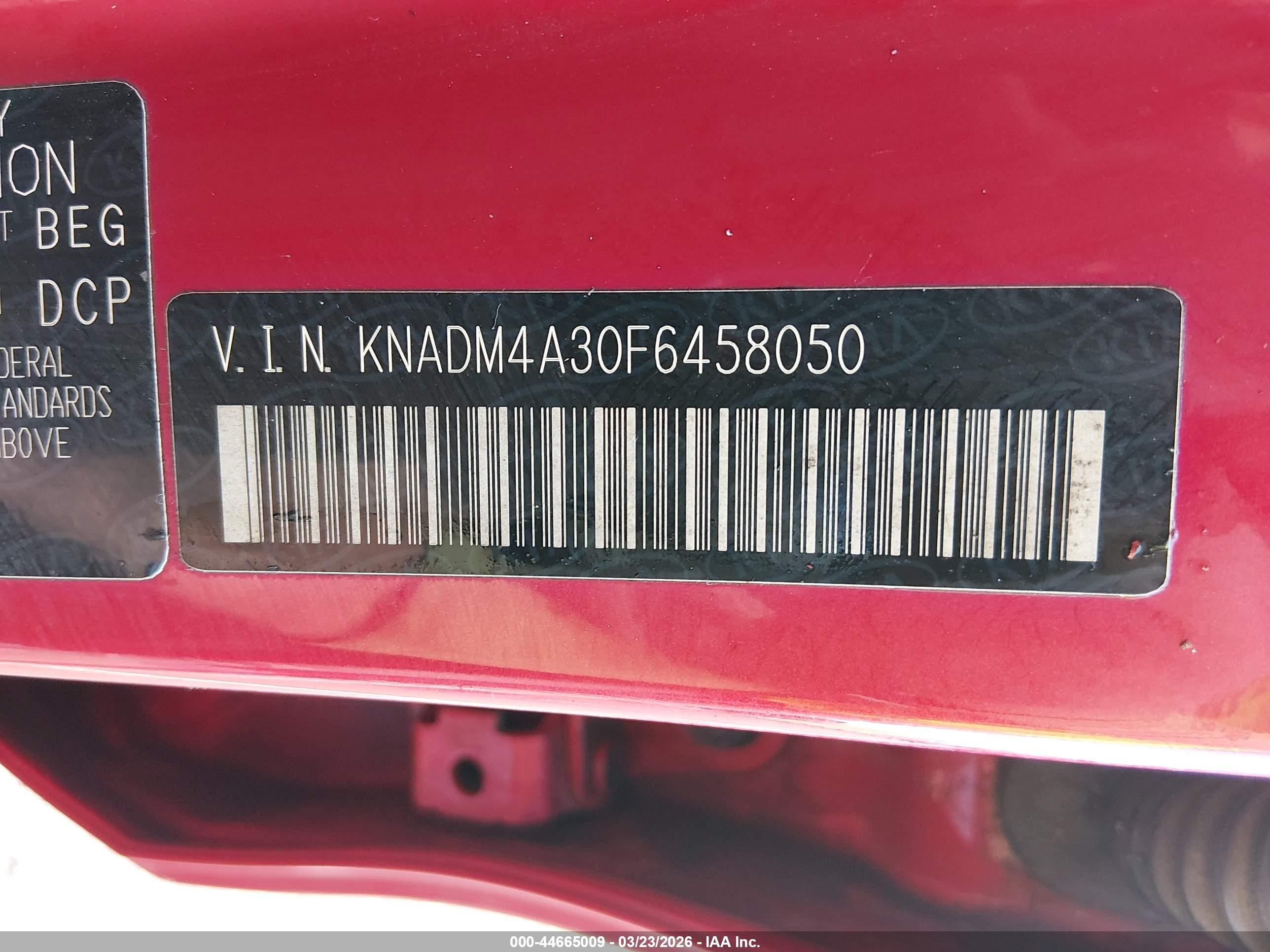 2015 Kia Rio Lx Red vin: KNADM4A30F6458050