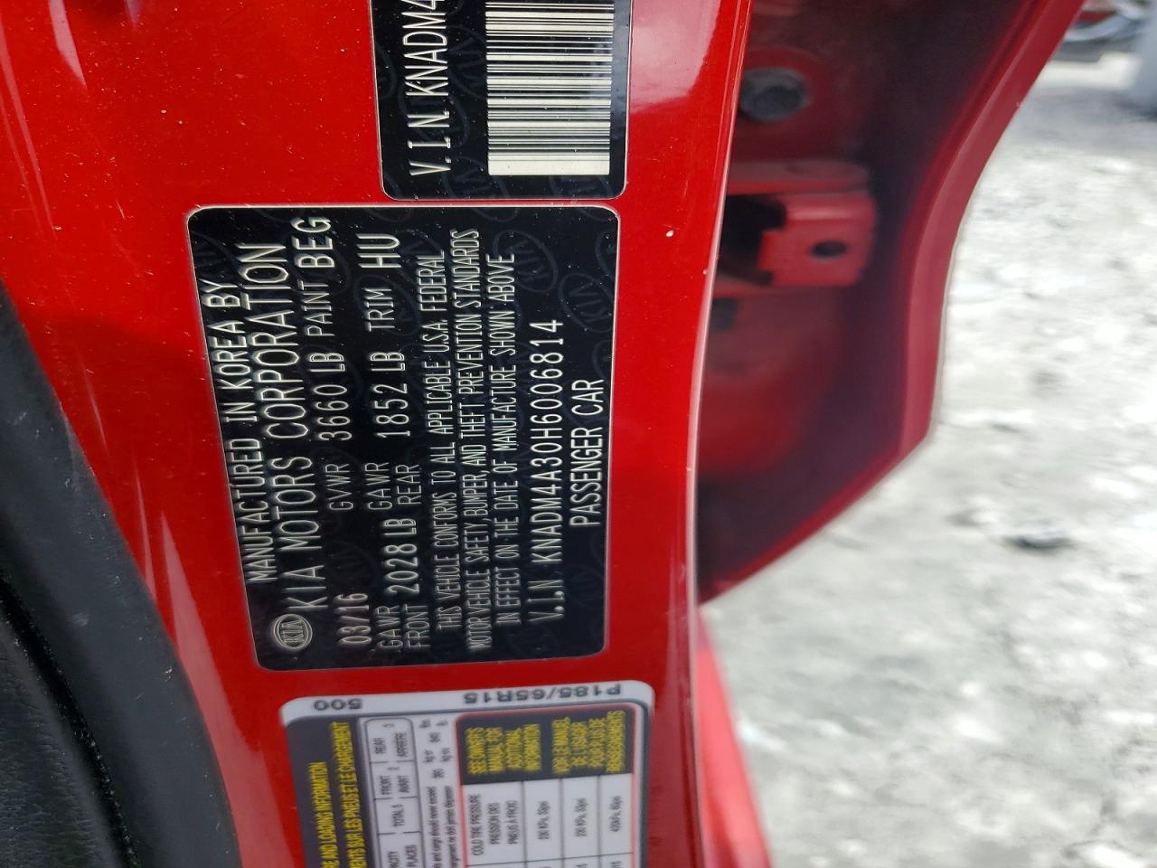 2017 Kia Rio Lx Red vin: KNADM4A30H6006814