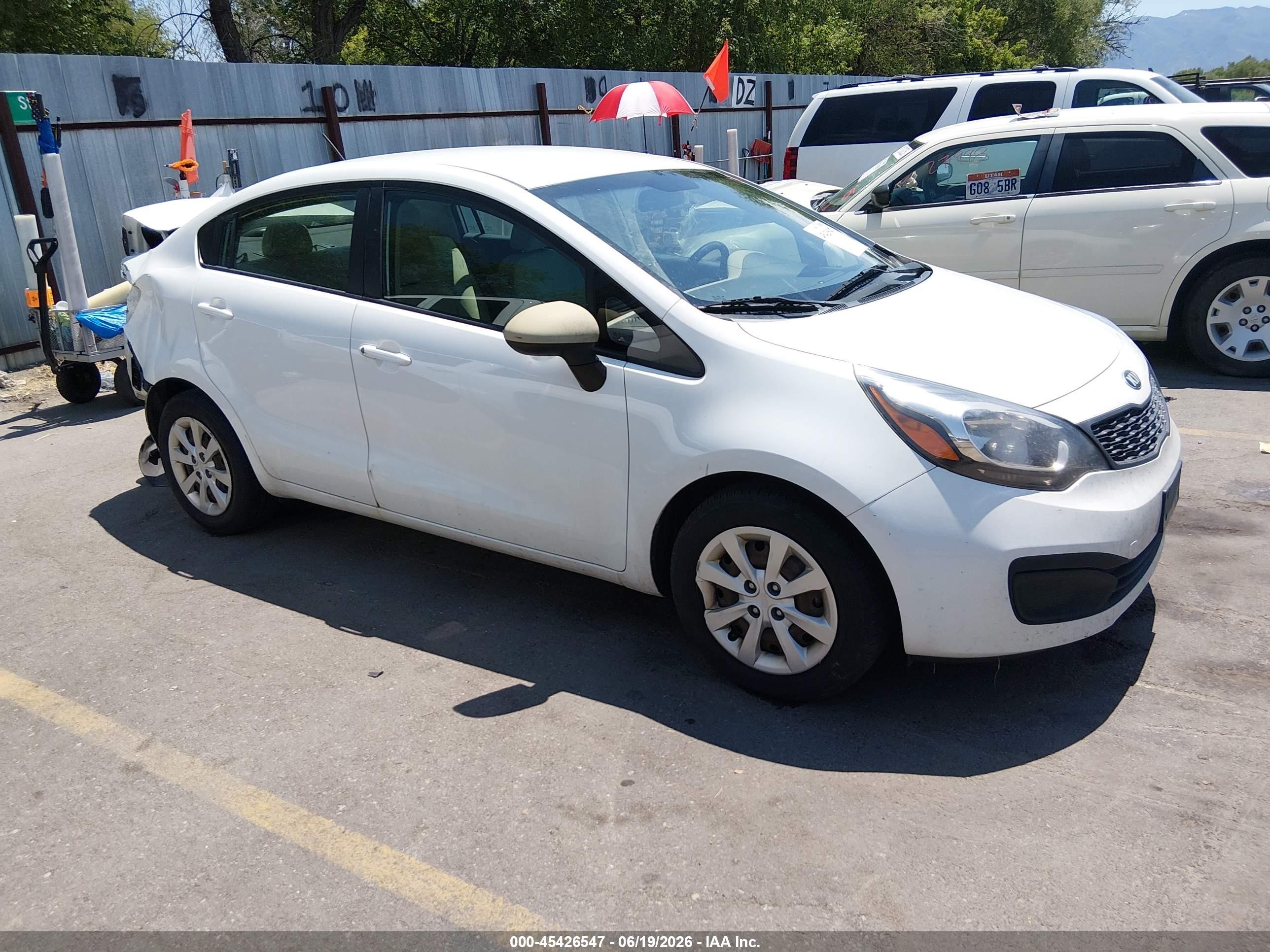 2013 Kia Rio Lx White vin: KNADM4A31D6188680