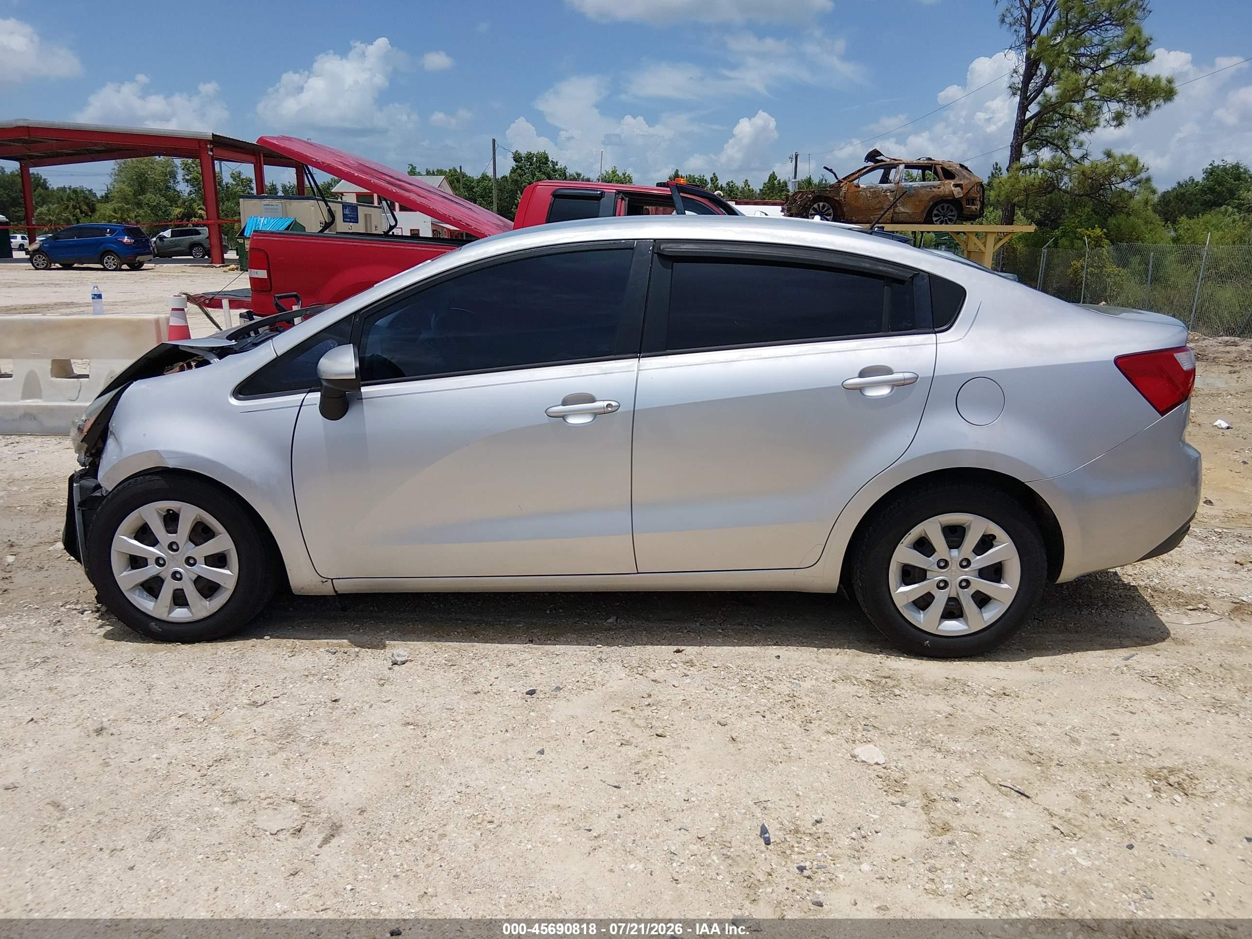 2014 Kia Rio Lx Silver vin: KNADM4A31E6327515