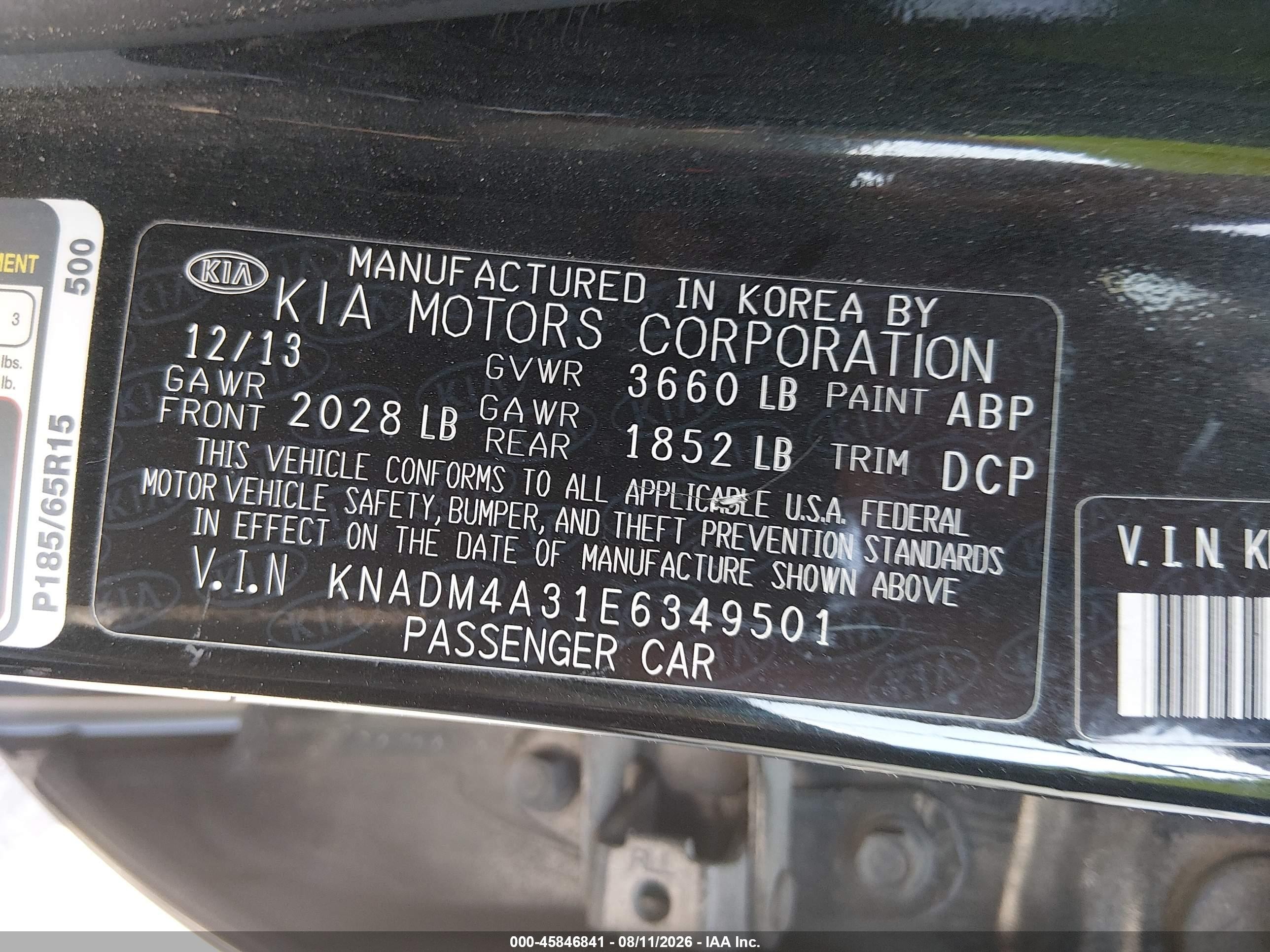 2014 Kia Rio Lx Gray vin: KNADM4A31E6349501