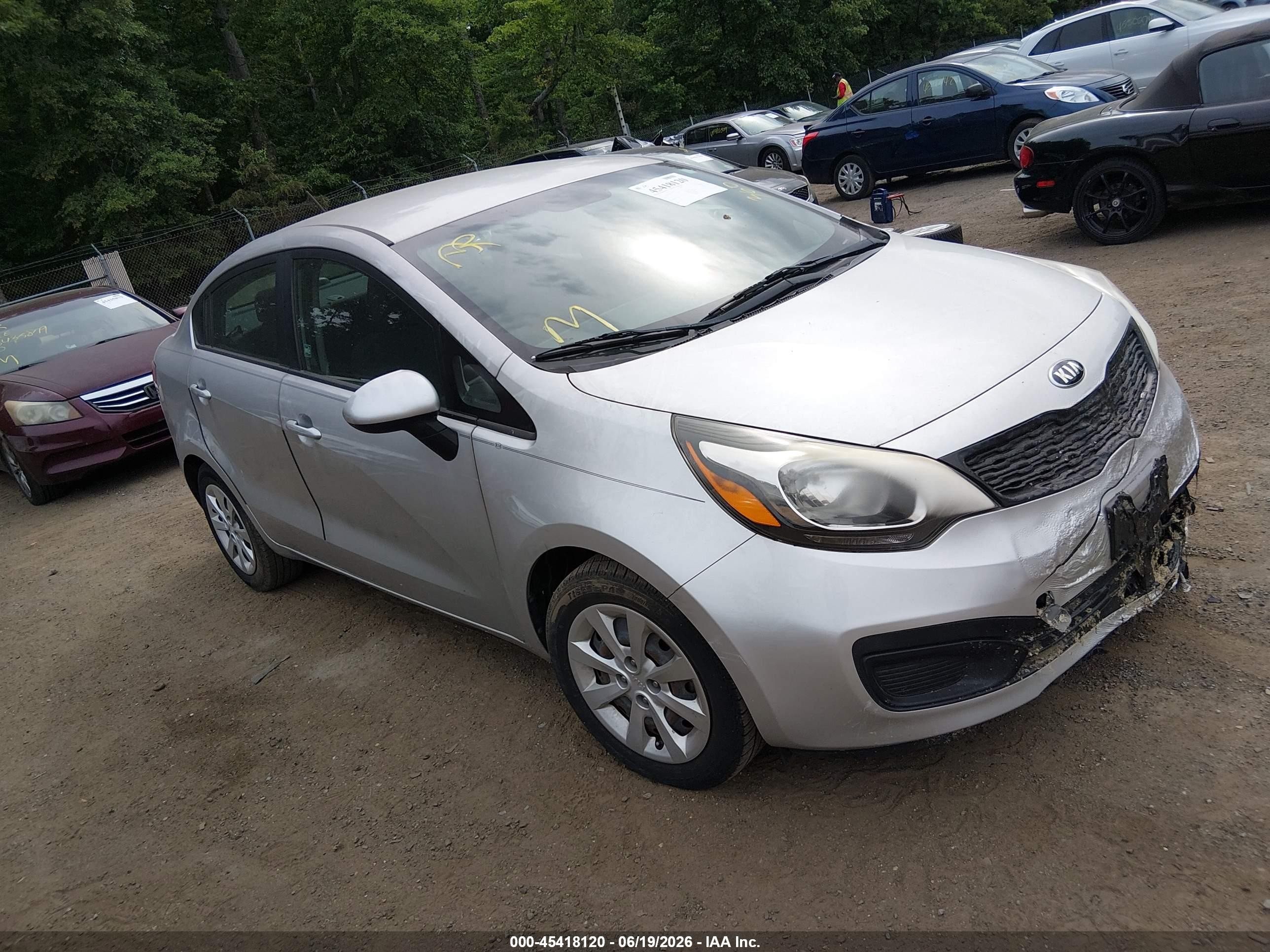 2014 Kia Rio Lx Silver vin: KNADM4A31E6419059