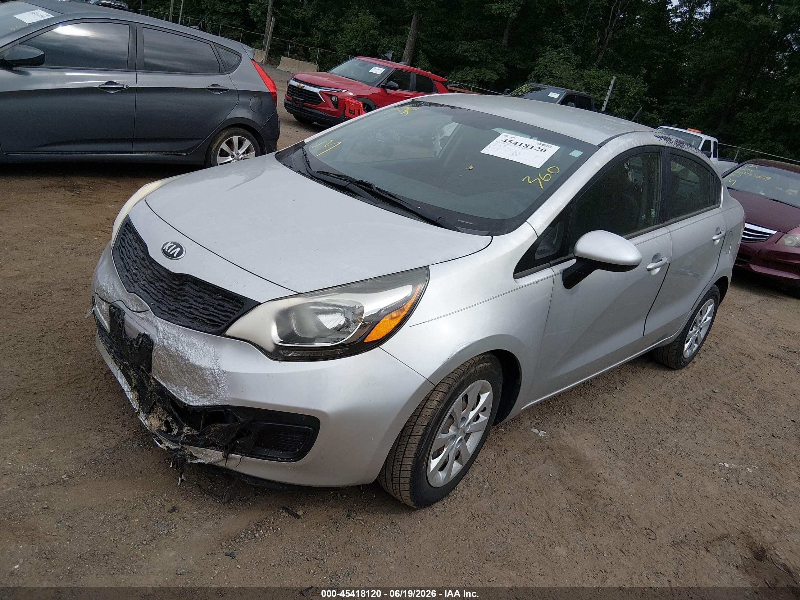 2014 Kia Rio Lx Silver vin: KNADM4A31E6419059