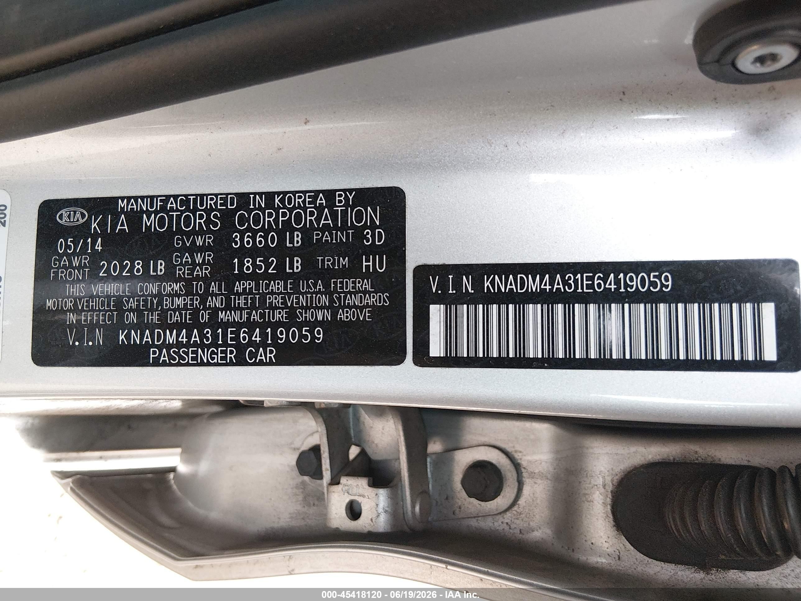 2014 Kia Rio Lx Silver vin: KNADM4A31E6419059