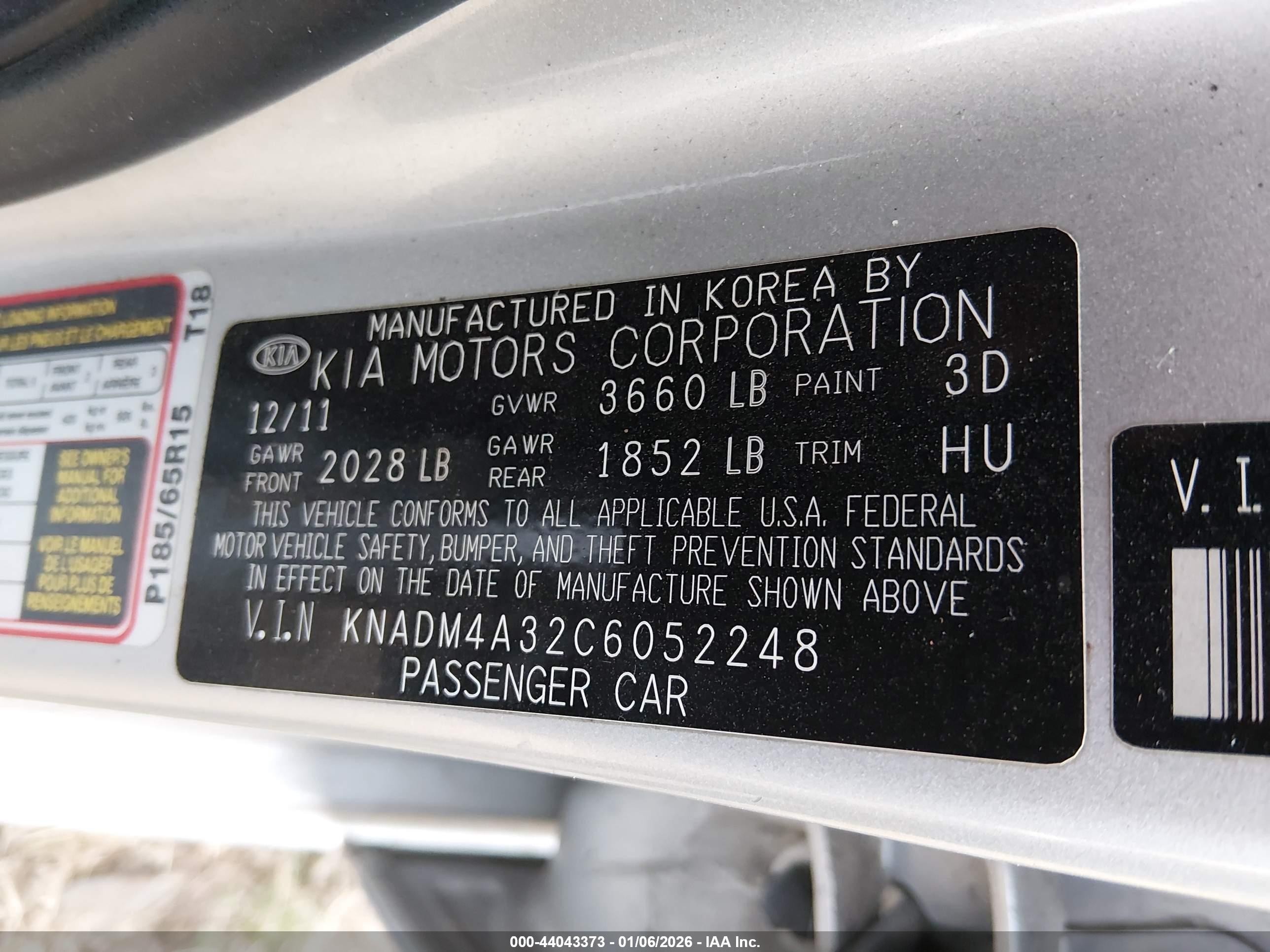 2012 Kia Rio Lx Silver vin: KNADM4A32C6052248